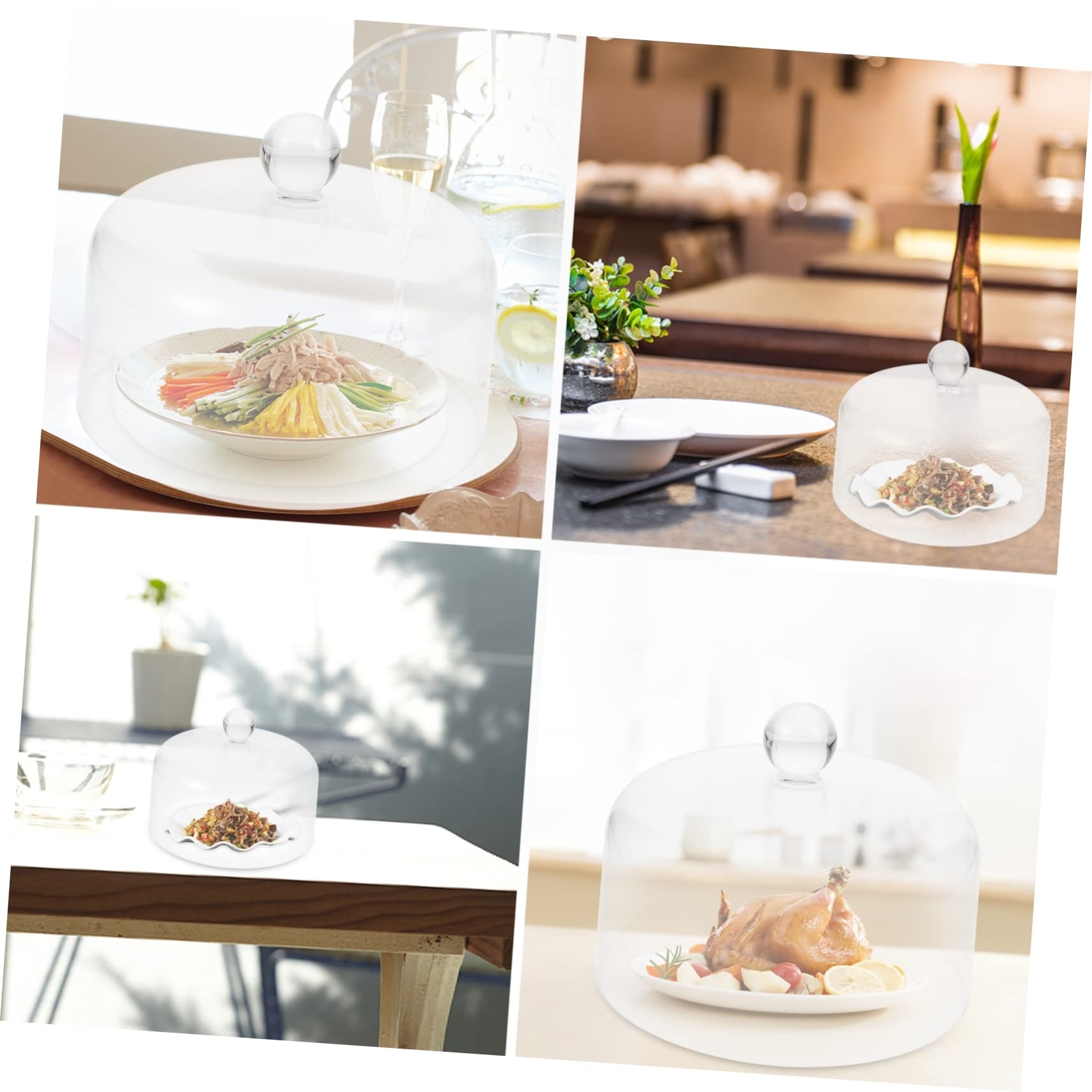 2-Pack Clear Acrylic Cake Dome Covers - Round Food Cloches For Dessert Display, Baking, Platter Lids (6.3” & 8.46”)