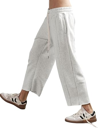 Lentta Womens Flattering Straight Leg Pants Casual Elastic Waisted Palazzo Trousers with Pockets