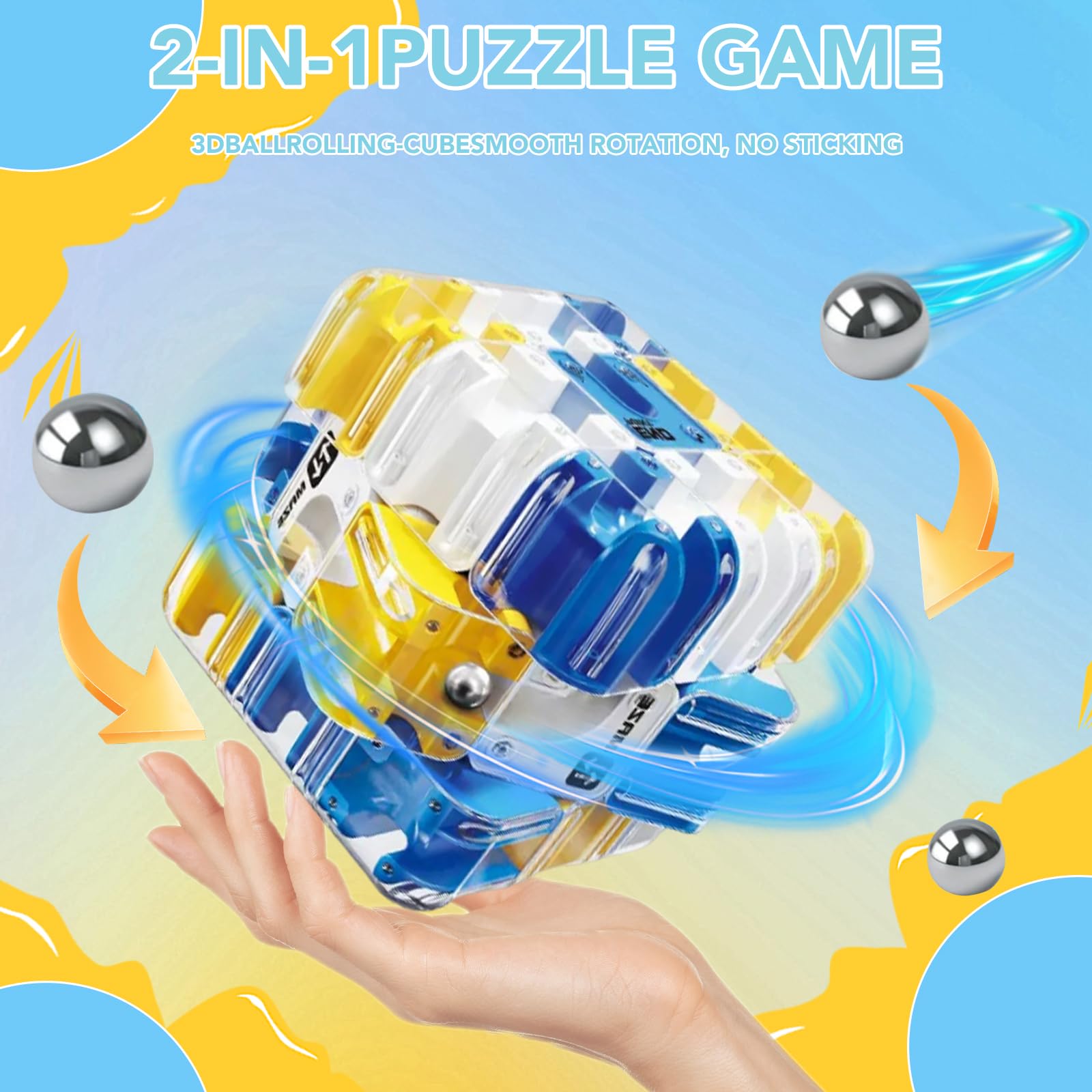 Grande Cubo Labirinto 3D,Labyrinth 3d Puzzle Maze Cube,Giocattolo Labirinto di Biglie 3D,Giocattolo Per Allenare La Consapevolezza Spaziale,Brain Training Logic Game (blu)