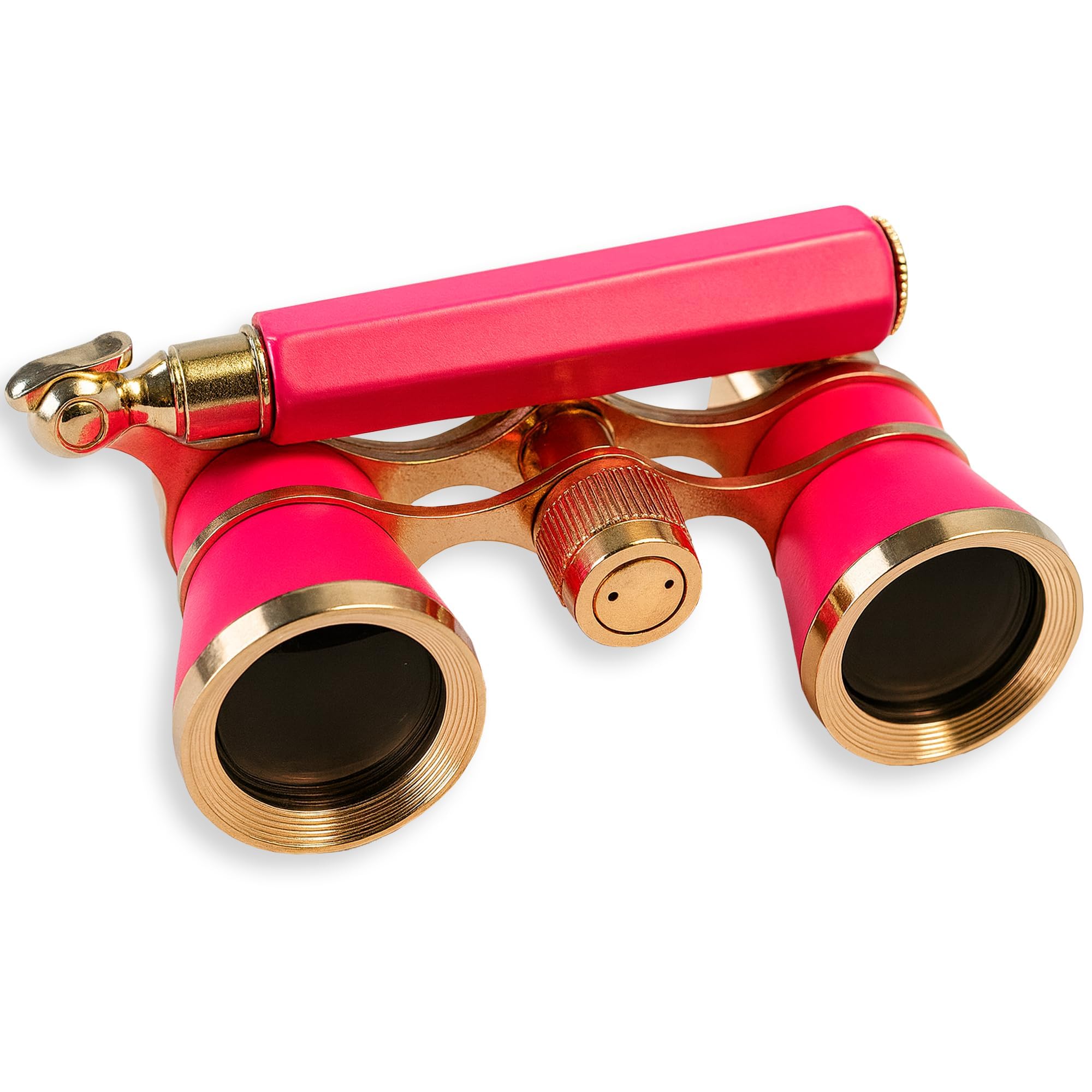 HQRP 3 x 25 Opernglas Fernglas mit eingebautem ausziehbarem Griff/rosa Perle mit Goldrand
