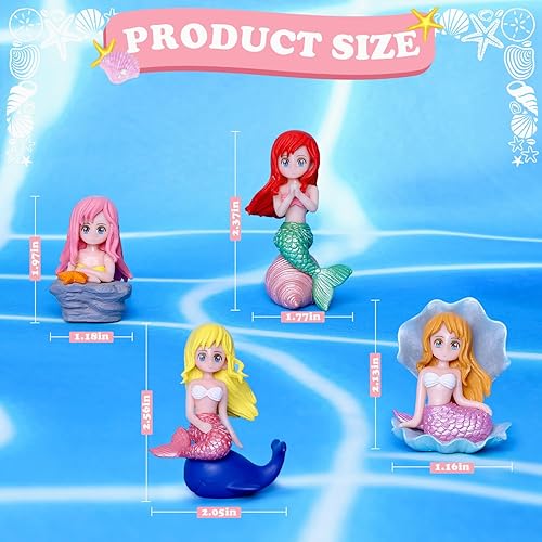 Miniatura 2 de 4 figuras de sirena en miniatura, mini sirena para accesorios de jardín de hadas, decoración de acuario de pecera, decoración de pasteles,