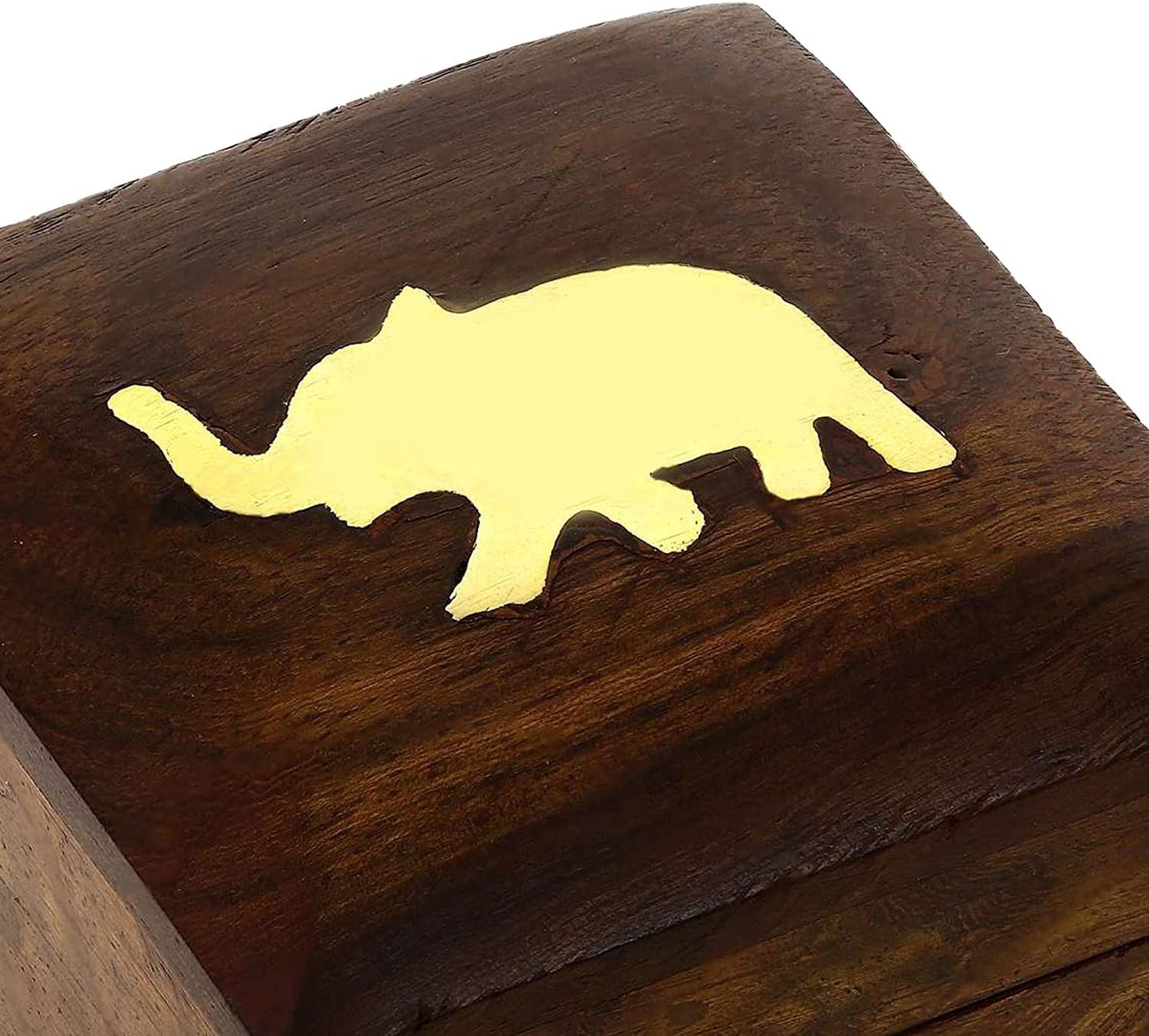 STORE INDYA Indian Elephant Jewellery Wooden Box Holder - 2x2x1.5 Inch -Women Jewelry Boxes for Necklaces