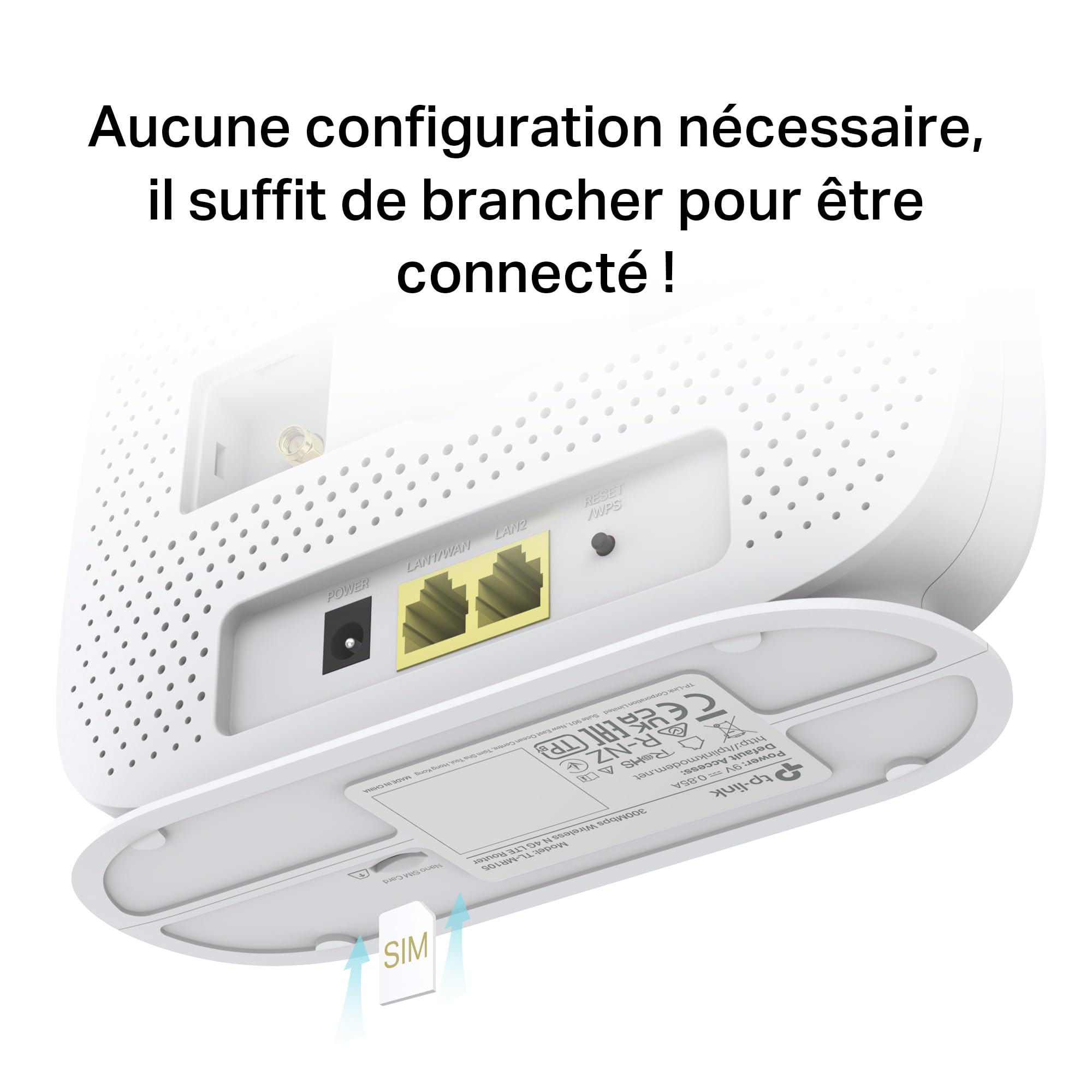 [2024 Nowość] TP-Link TL-MR105| Router 4G LTE (Cat 4), router 3G/4G prędkość sieci do 300 Mb/s, MicroSim, port Ethernet LAN/WAN, odłączana antena, wtyczka i graj