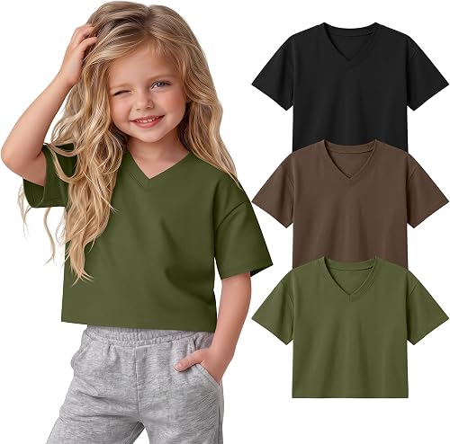 Mumucove 3 Pack Toddler Girls T Shirts, 3-Color, 3T