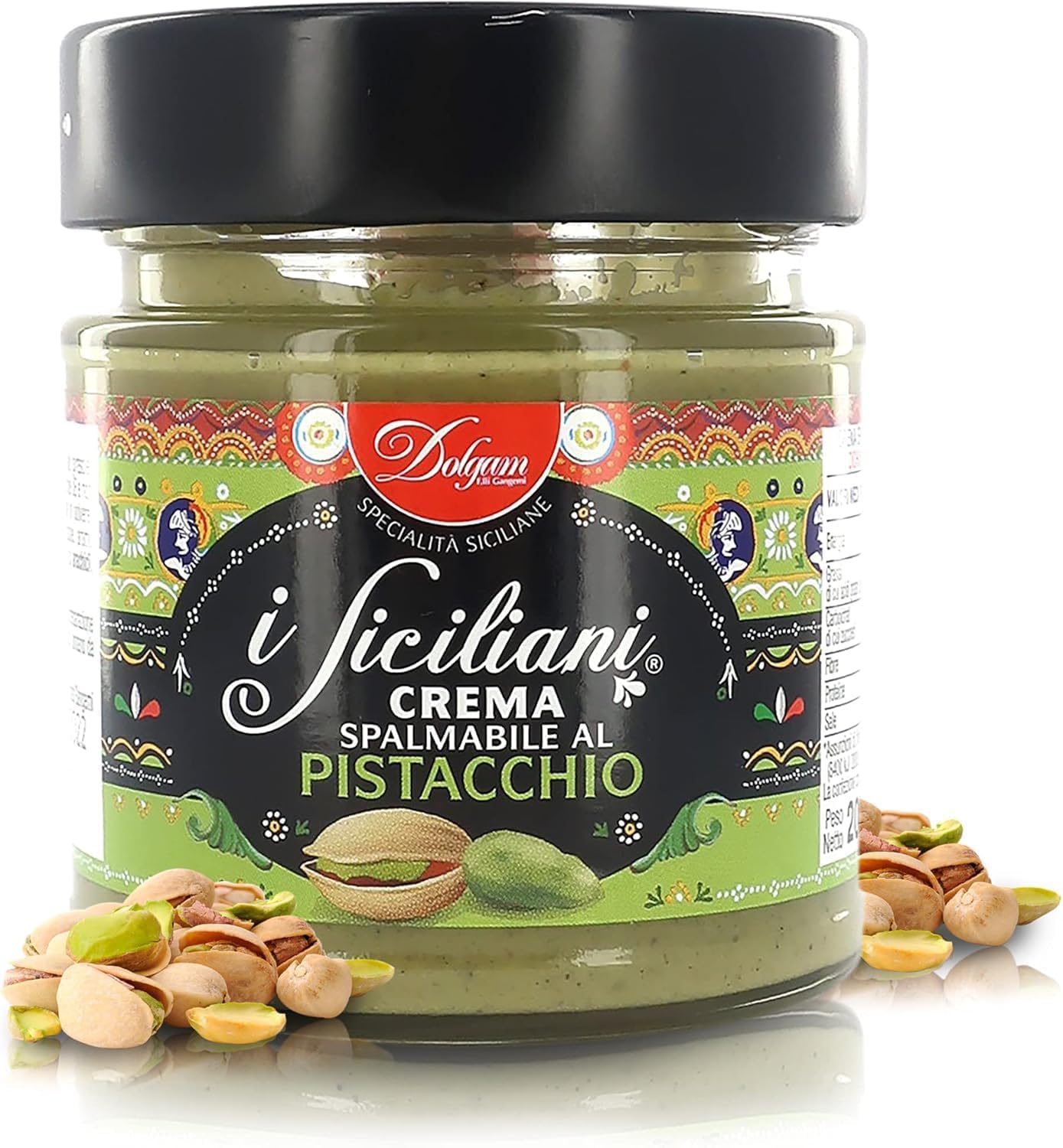 I Siciliani Crema Spalmabile al Pistacchio, Set da 9 Barattoli, 200g per Barattolo, Senza Olio di Palma, Senza Glutine, + portachiavi italy shop service