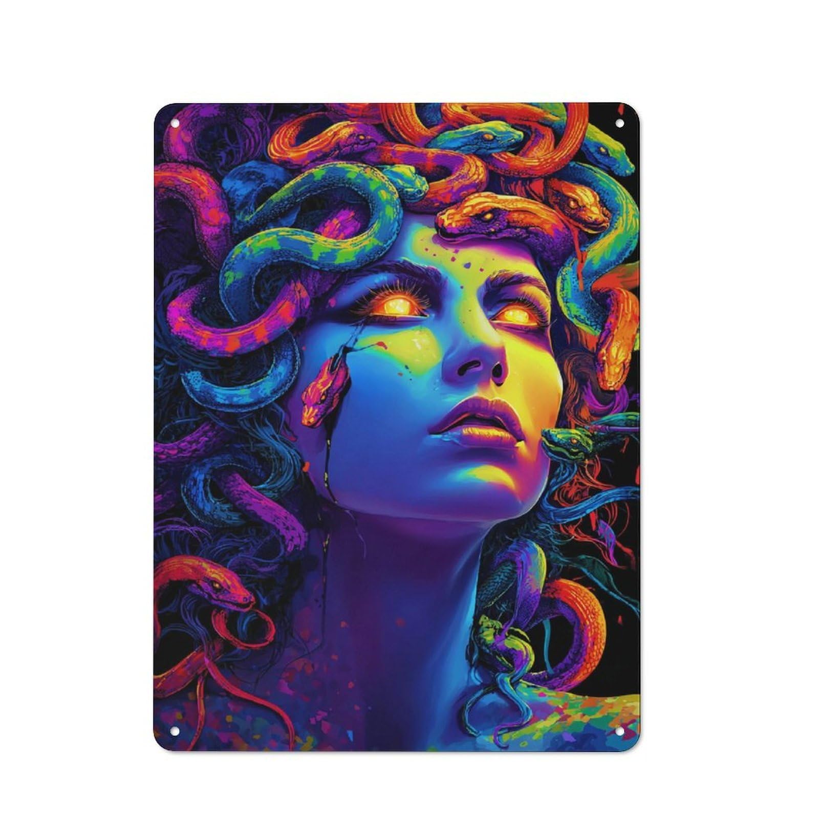 Junmoney Neon Serpent Portrait -1 40X30cm Retro Tin Sign With For Home Office Or Studio, For Home Interiors, Feature Walls And Decorative Displays