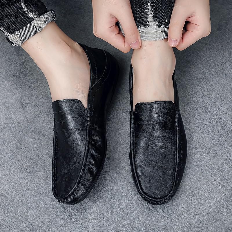 Men's Loafers Round Toe Faux Leather Penny Loafers Anti-Slip Flat Heel Slip Resistant Prom Slip-ons3