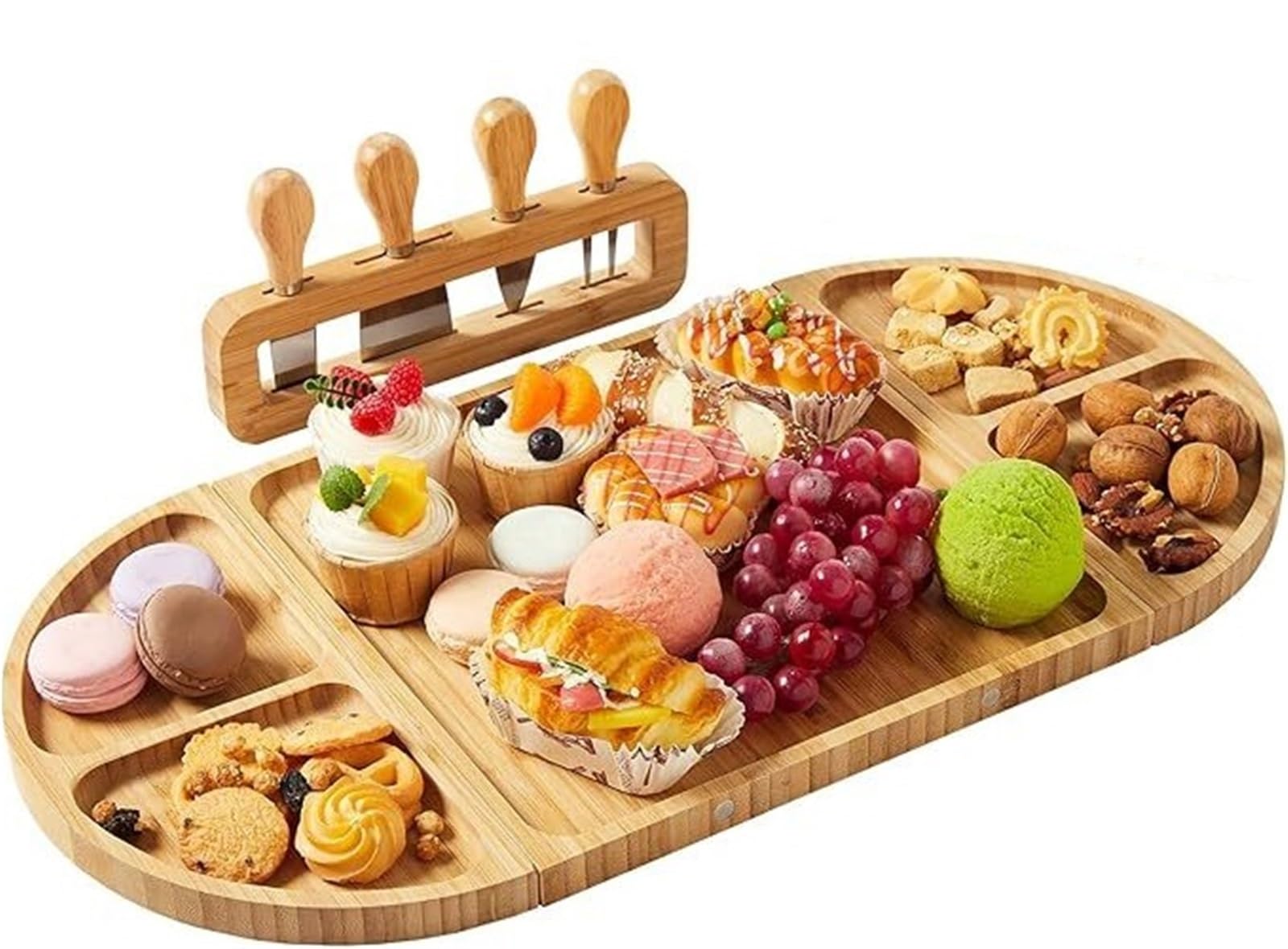 Großes Käsebrett-Set aus Holz mit Messerset für Partys