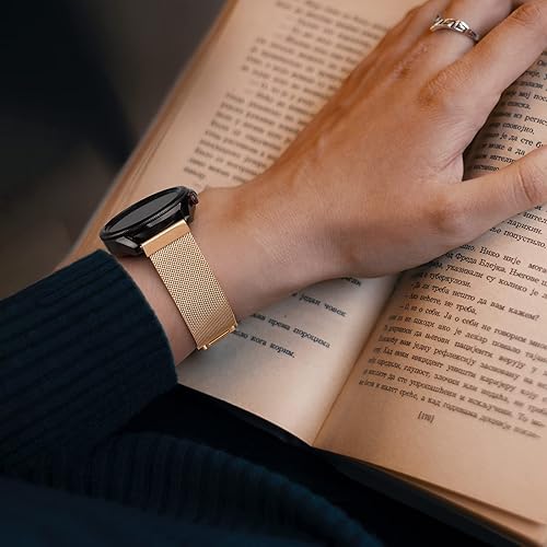 Miniatura 6 de Amzpas Correa de reloj de metal de liberación rápida de 0.787 in 0.866 in, correa de reloj de acero inoxidable, correa de repuesto magnética de