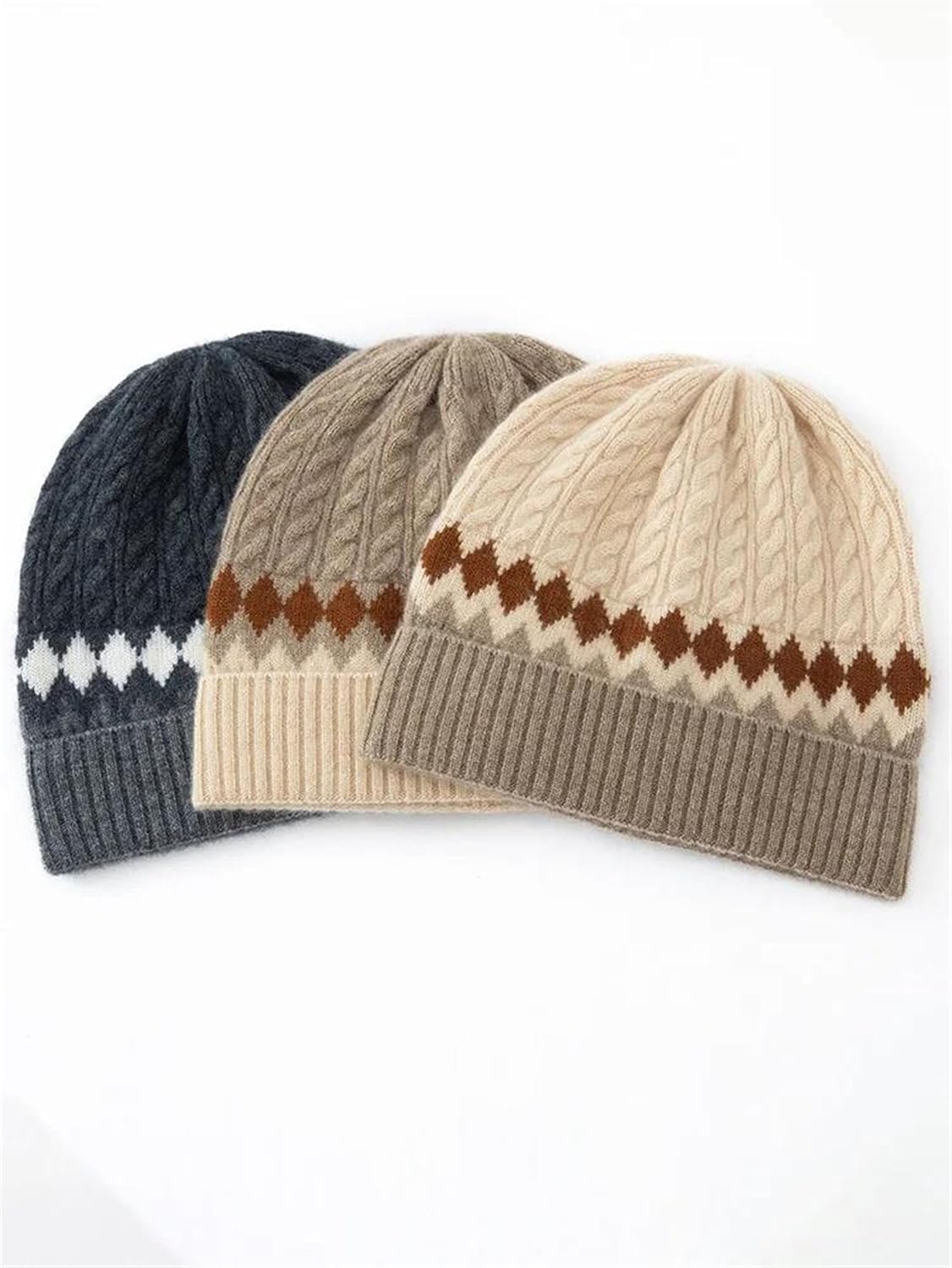Women's Slouchy Warm Casual Knitted Beanie Hat - Men's Soft Cozy Color Block Winter Skull Cap for Cold Weather