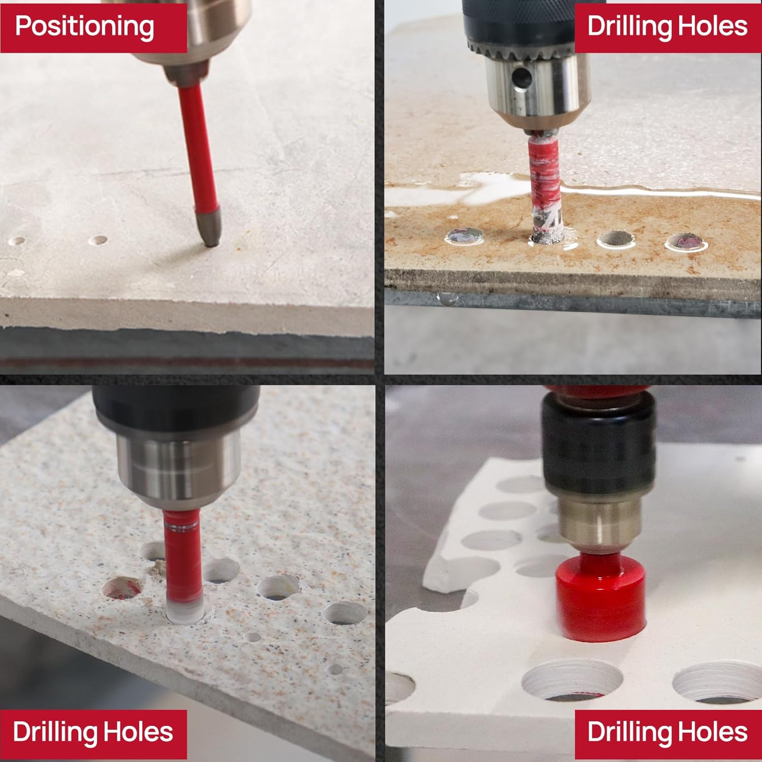 FOCSTOL Diamond Core Drill Bit Set - 7pcs (6/8/10/20/35mm+35mm Beveling Chamfer Bit+6mm Carbide Drill Bit) Diamond Hole Saw Kit for Porcelain Ceramic Tile Marble Granite