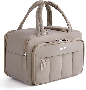TOURIT Lunch Box for Women, Double-Sided Compartment with Ice Pack, Multi-Pockets Design for Work, Outdoors, Camel