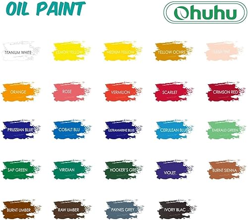 Miniatura 5 de Ohuhuhu 24 colores a base de aceite 04fl oz x 24 tubos de pintura al óleo no tóxica set de suministros para pintura de lienzo artistas y