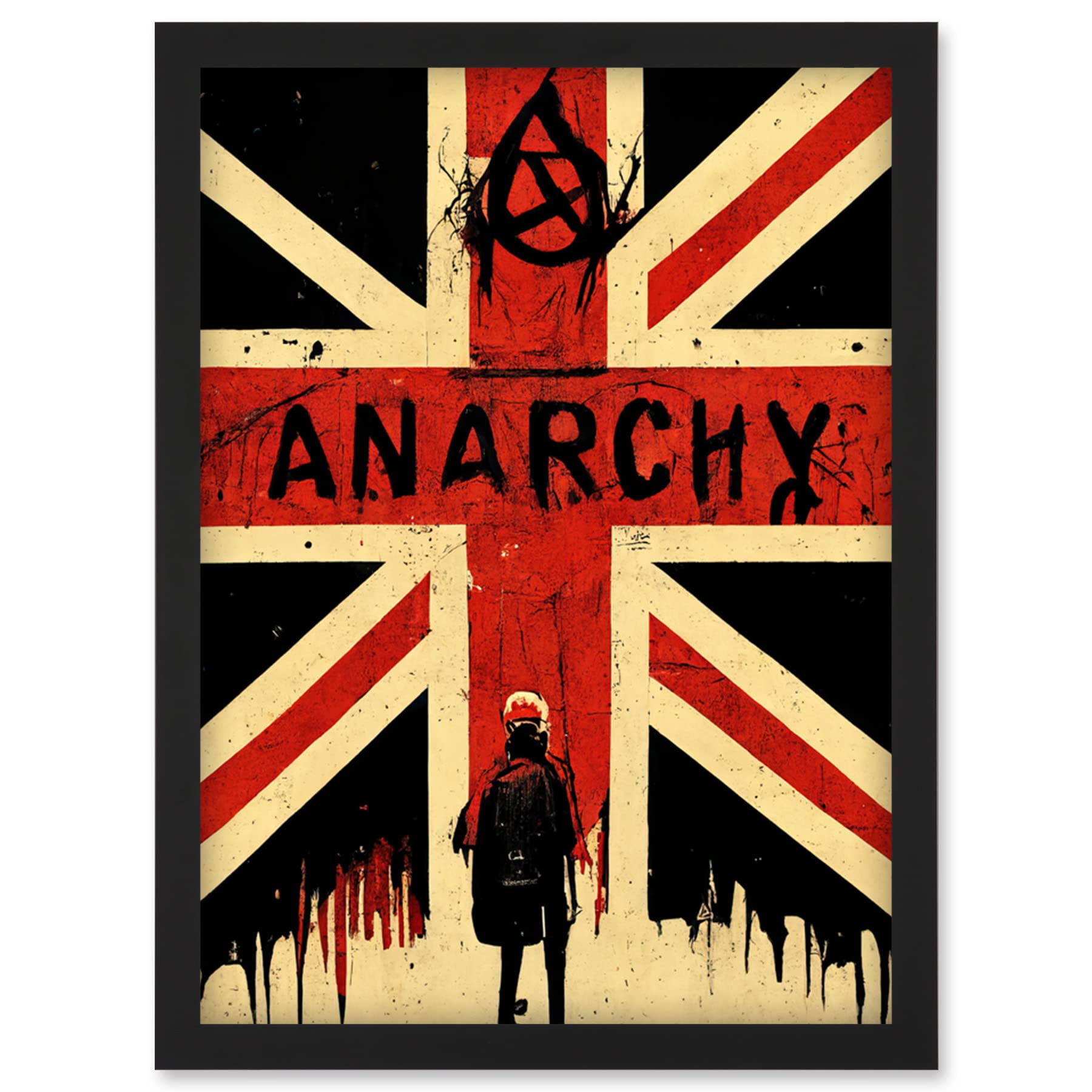 Doppelganger33 Ltd Framed Black A4 Civil Unrest Punk Rioting Uk Houses Parliament Riot Artwork Framed Wall Art Print A4