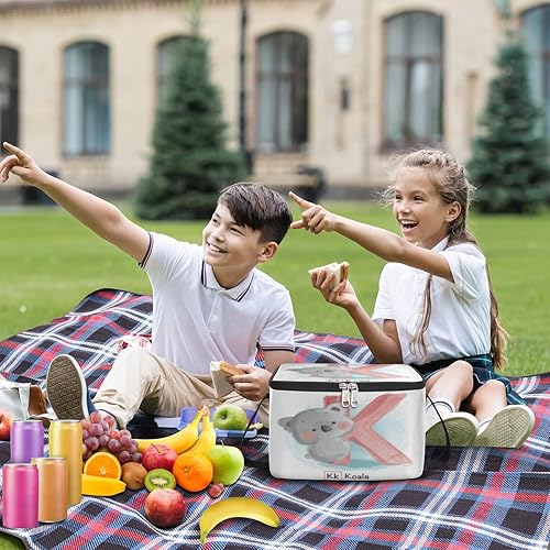 Miniatura 3 de Almuerzo aislado estilo koala con alfabeto para mujer, reutilizable, bolsa cuadrada de comida para adultos y hombres, lonchera para trabajo, viajes,