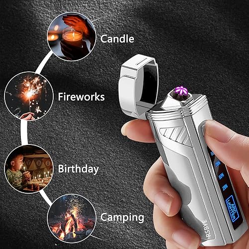 Miniatura 4 de Encendedor eléctrico de triple arco 2 en 1, abridor a prueba de viento, encendedor de plasma sin llama, encendedores USB recargables con indicador