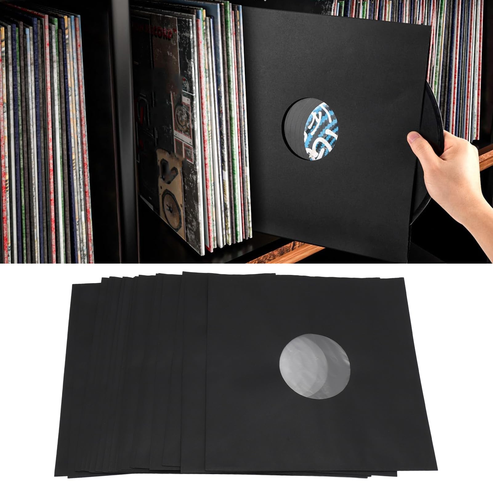 20 custodie interne per dischi in vinile in carta kraft bianca pesante con angoli arrotondati, coperture protettive antistatiche per album LP (17,8 cm