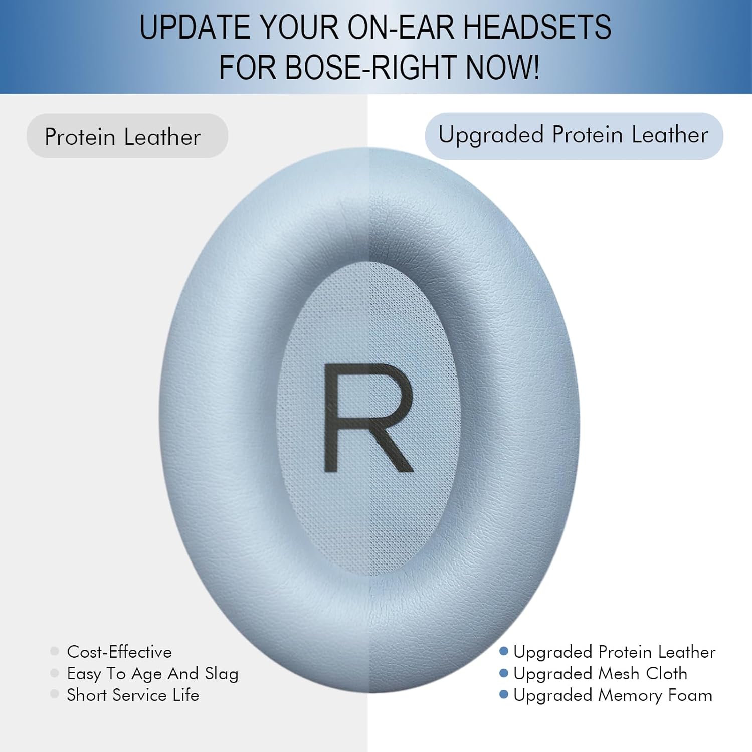 GEVO Replacement Ear Pads for Bose QC45, Ear Cushions for Bose QuietComfort 45 (QC45) & Quiet Comfort SE (QC SE) Headphones, Earpads with Softer Leather Noise Isolation Foam (Moonstone Blue) - Image 5