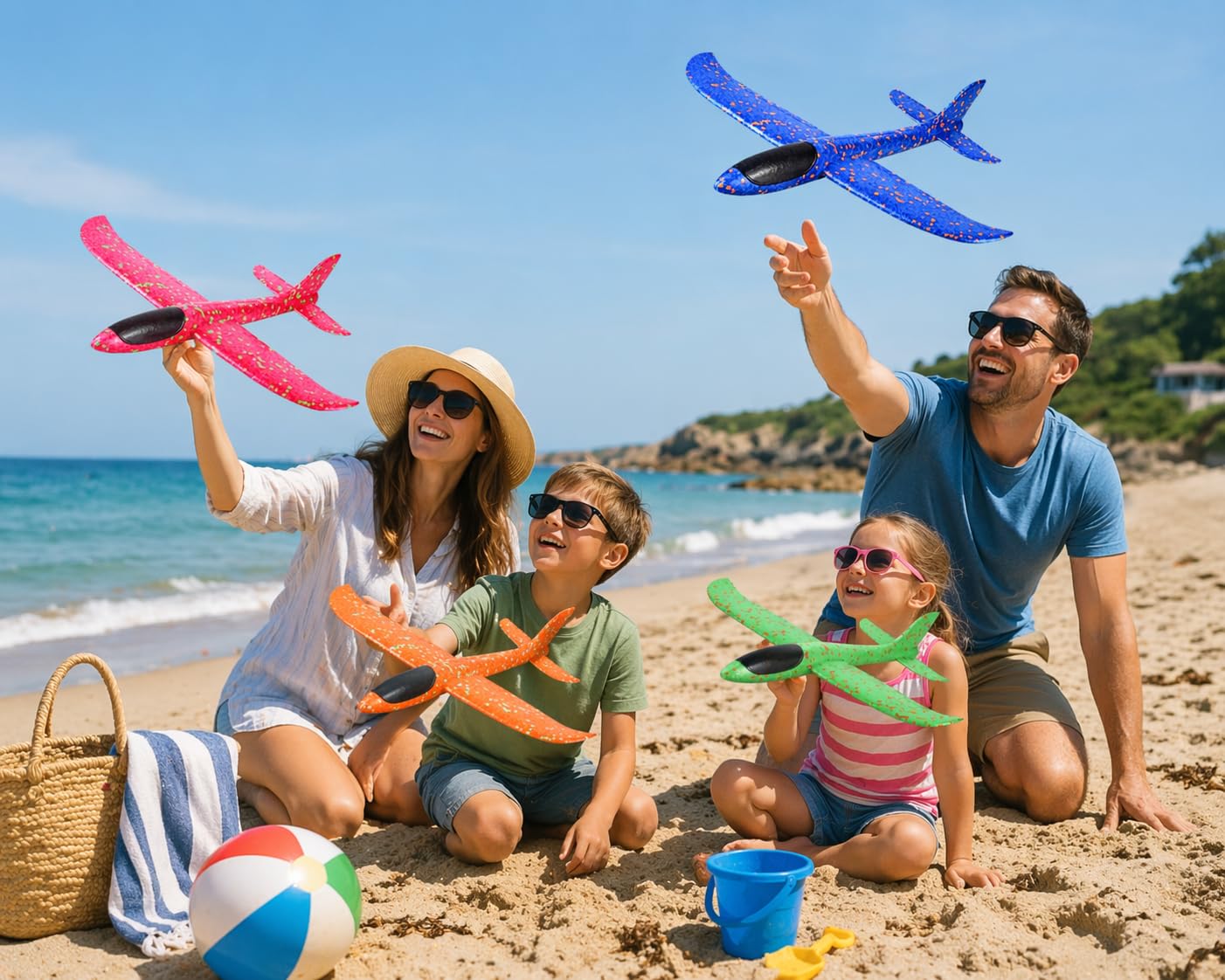 4 Pezzi Set di Aerei a Vela – Aerei in Stiropor Realizzati in Robusto Schiuma EPP – Aerei Lanciabili in 4 Colori – Giocattolo per Bambini all'aperto, Regalo per Ragazzi e Ragazze