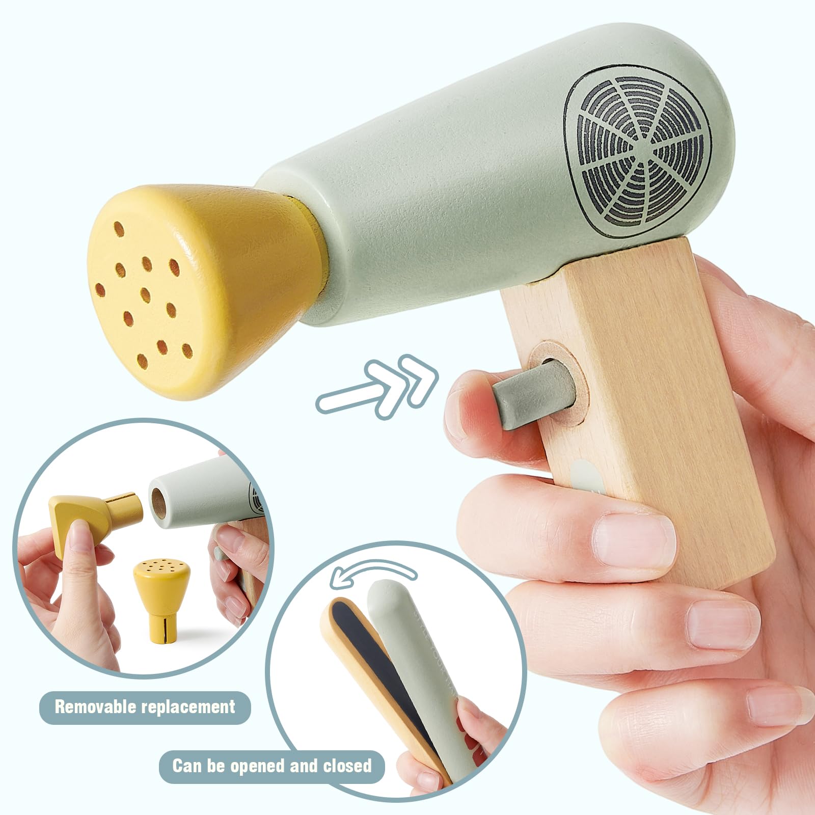 Atoylink Set Coiffure Enfant en Bois avec Accessoires de Coiffure et de Rasage pour Garons 3-8 Ans