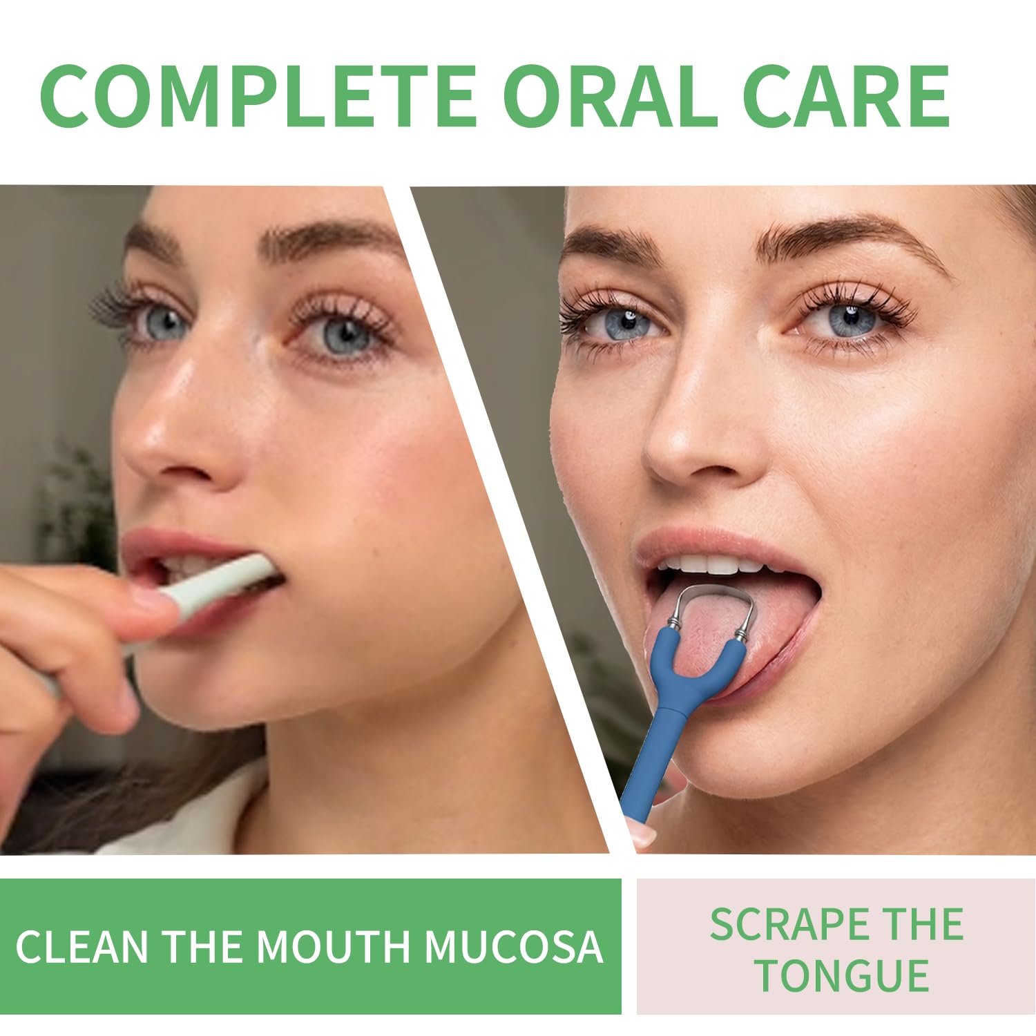 Tongueclear Combo eficaz de raspador de lengua y cepillo oral para adultos, limpiador ergonómico de lengua que promueve un aliento más fresco, paquete de limpiador de mucosa oral, esencial para el