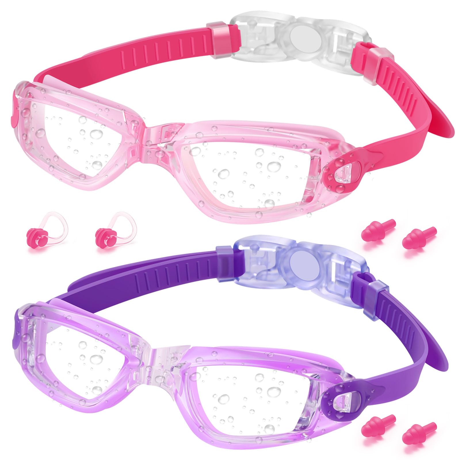 Confezione Da 2 Occhialini Da Nuoto Per Bambini, Occhiali Da Nuoto Per Bambini Occhiali Da Nuoto Per Bambini E Ragazzi Dai 3 Ai 15 Anni Ampia Visione Antiappannamento~p157958294