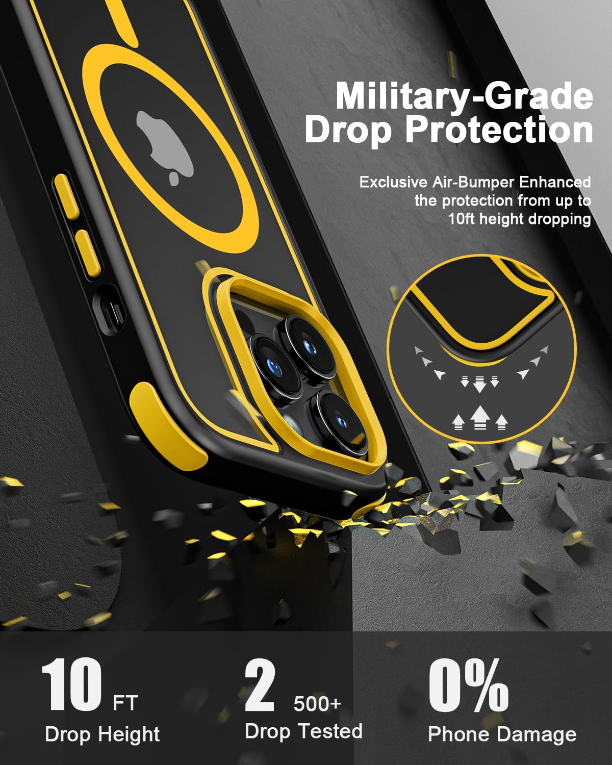 Custodia MobNano Per IPhone 14 Pro Max, Magnetica MagSafe, Antiurto Militare, Nera, Con Protezione 4 Angoli
