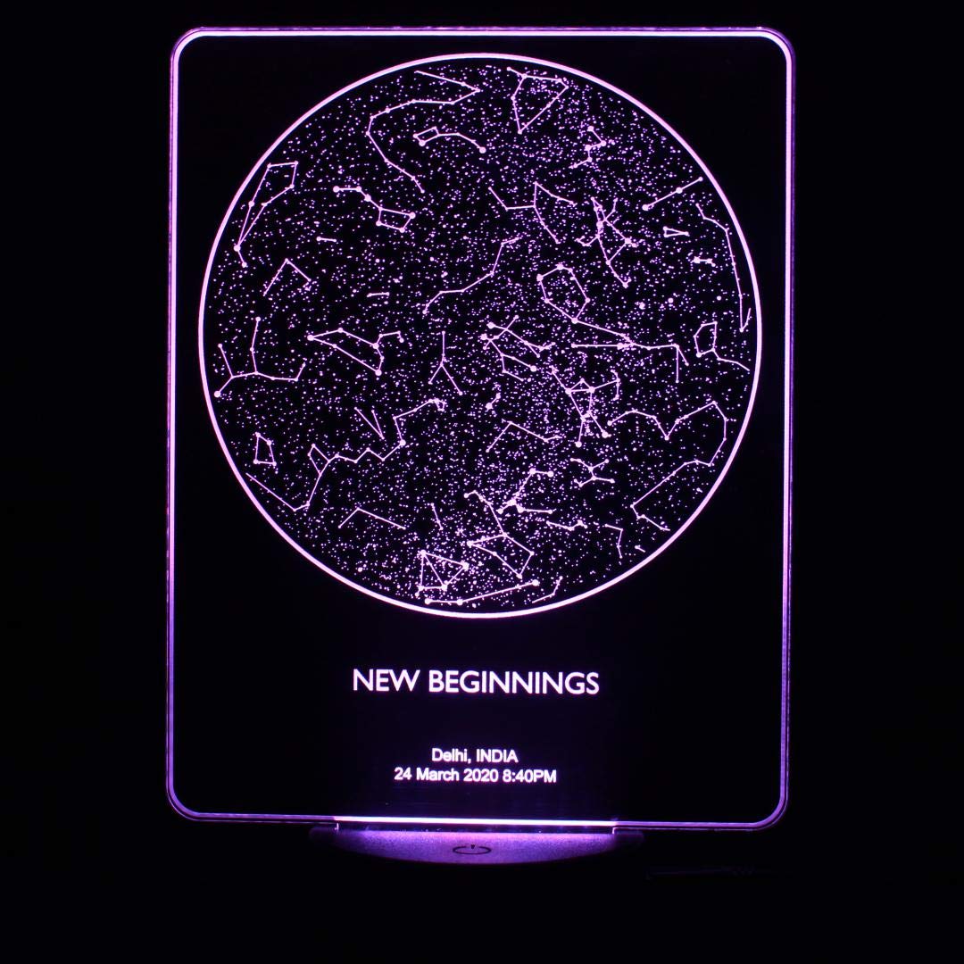 WOWOOD Customized Star Map Lamp with Touch Control ( Multicolour Light , Black, Aqua , 11x7 Inch)