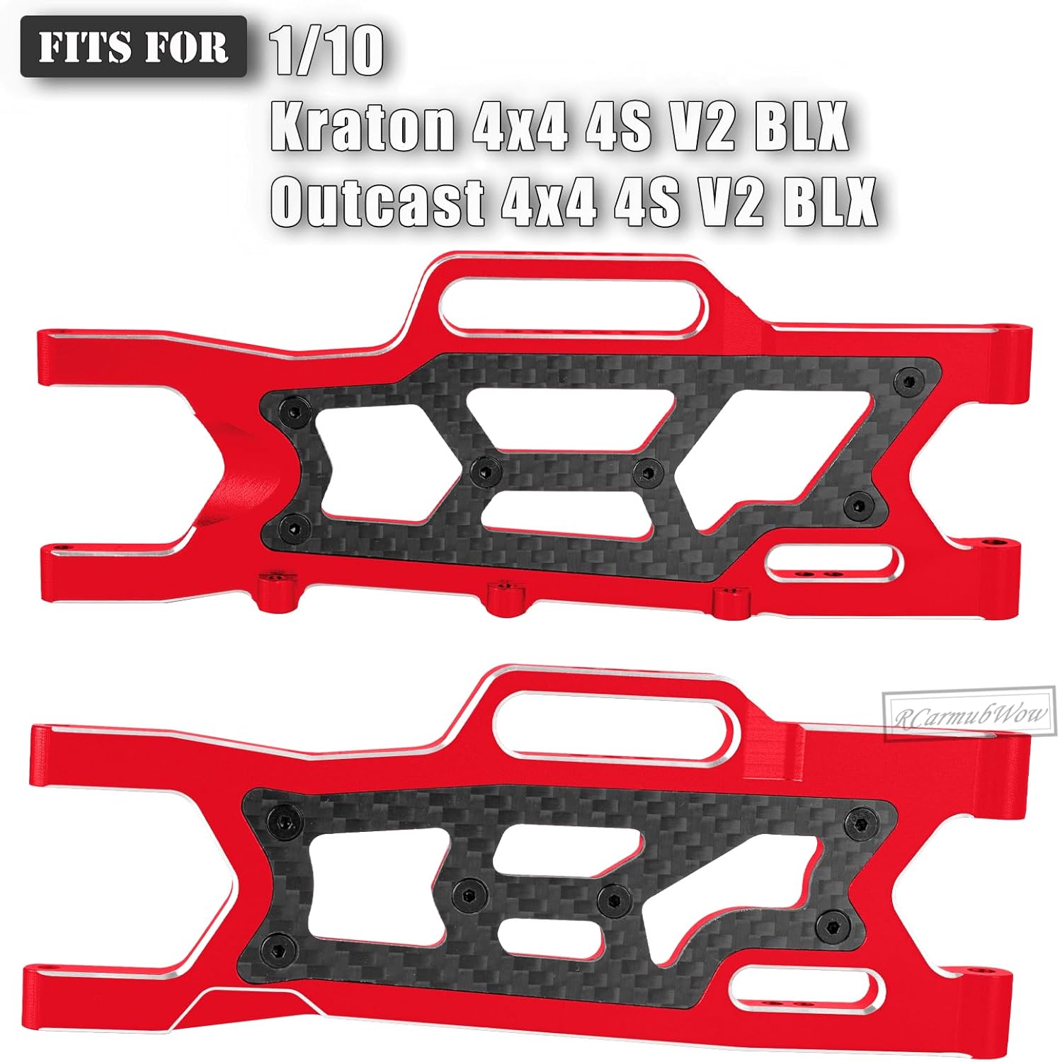 RC Alloy Suspension Arms Upgrades Part for 1/10 Outcast 4x4 4S V2 BLX,Kraton 4x4 4S V2 BLX,Front Rear A Arms Suspension Arms Hops Up,Replace ARA330711 ARA330710,Red