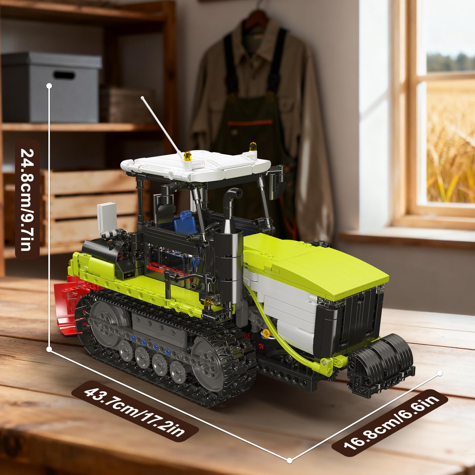 Mould King 17093 Juego de construcción de vehículos de juguete para tractores, juego de orugas, diseño auténtico y práctico, bonito regalo de cumpleaños de menta para adultos mayores de 14 años (más