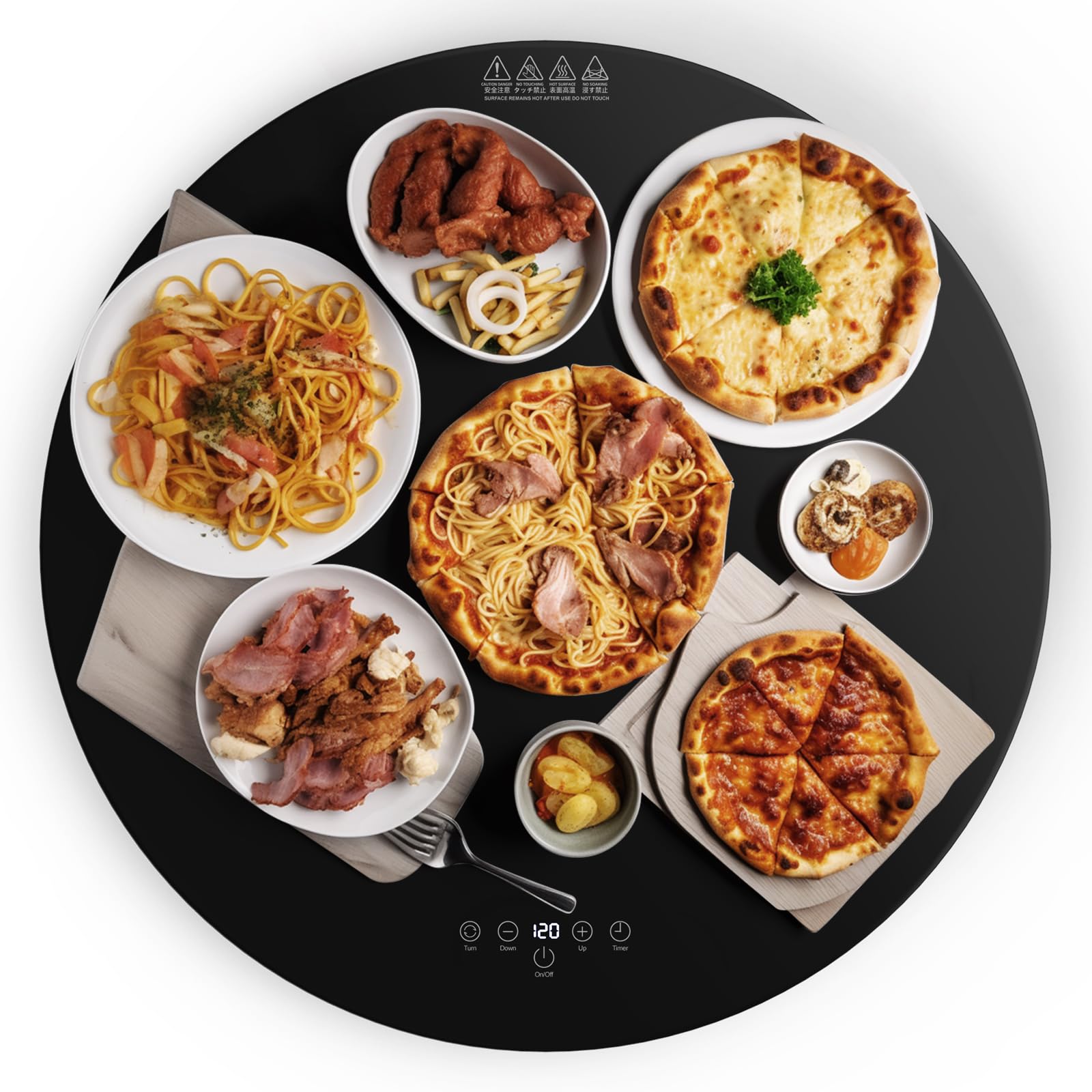 Bandeja de calefacción eléctrica para servidor, calentador de alimentos para fiestas, control de temperatura ajustable, temporizador de 6 horas, bandeja de calentamiento ultra delgada,