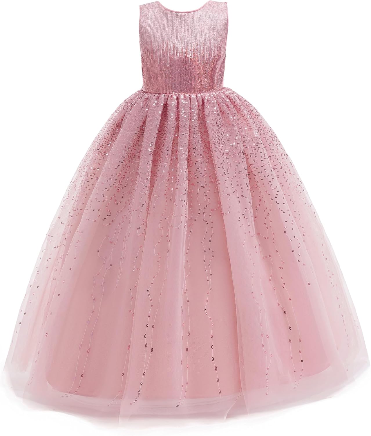 Flower Girls Sequin Dress Bridesmaid Sparkle Formal Wedding Party Birthday Kids Pageant Princess Prom Ball Gown