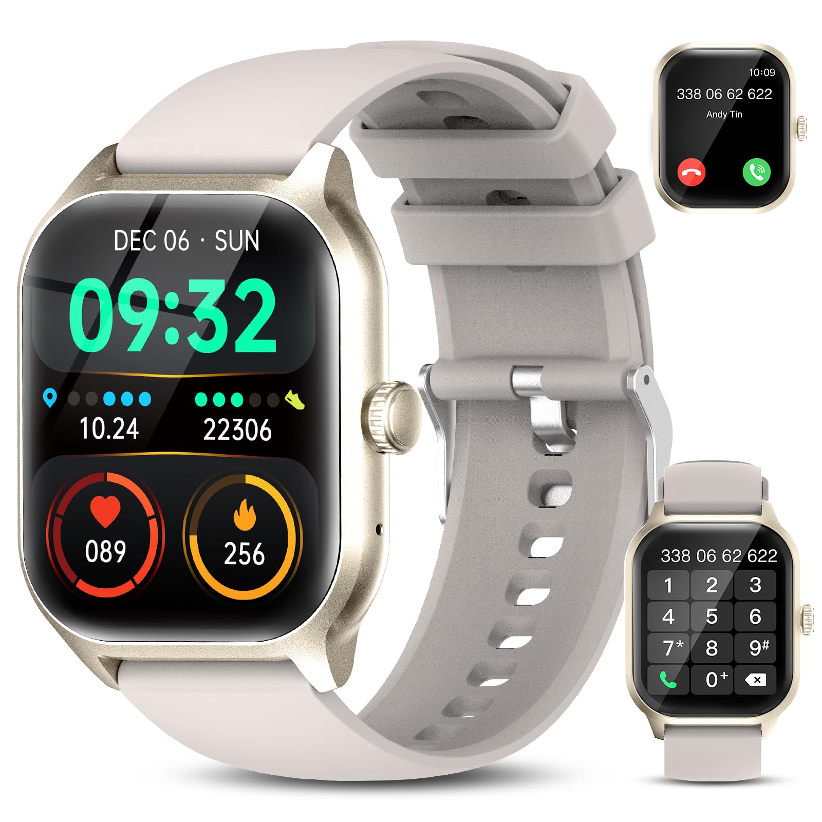 zaisia Smartwatch Uomo Donna con Chiamare/Rispondere, 2.01" Molteplici modalità Sportive Orologio Smartwatch con Contapassi/Sonno/Cardiofrequenzimetro, IP68 Orologio Intelligente per Andorid iOS