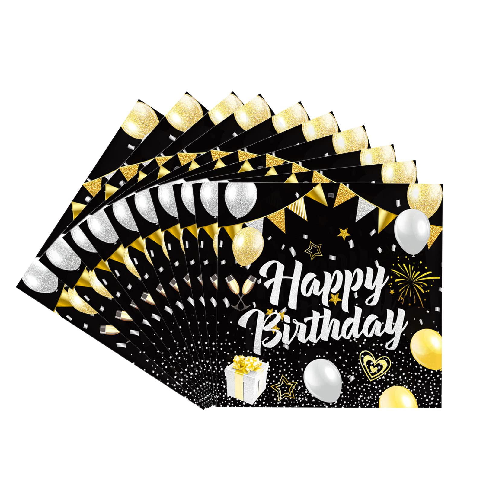 Tovaglioli Compleanno Oro E Nero - Confezione Da 40 Tovaglioli Laminati 33x33cm Per Feste - Foto 11