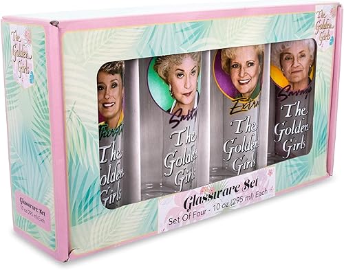 Miniatura 2 de The Golden Girls Frames - Vasos de vaso con logotipo de 10 onzas, juego de 4 vasos de bar para el hogar para mimosas, cócteles