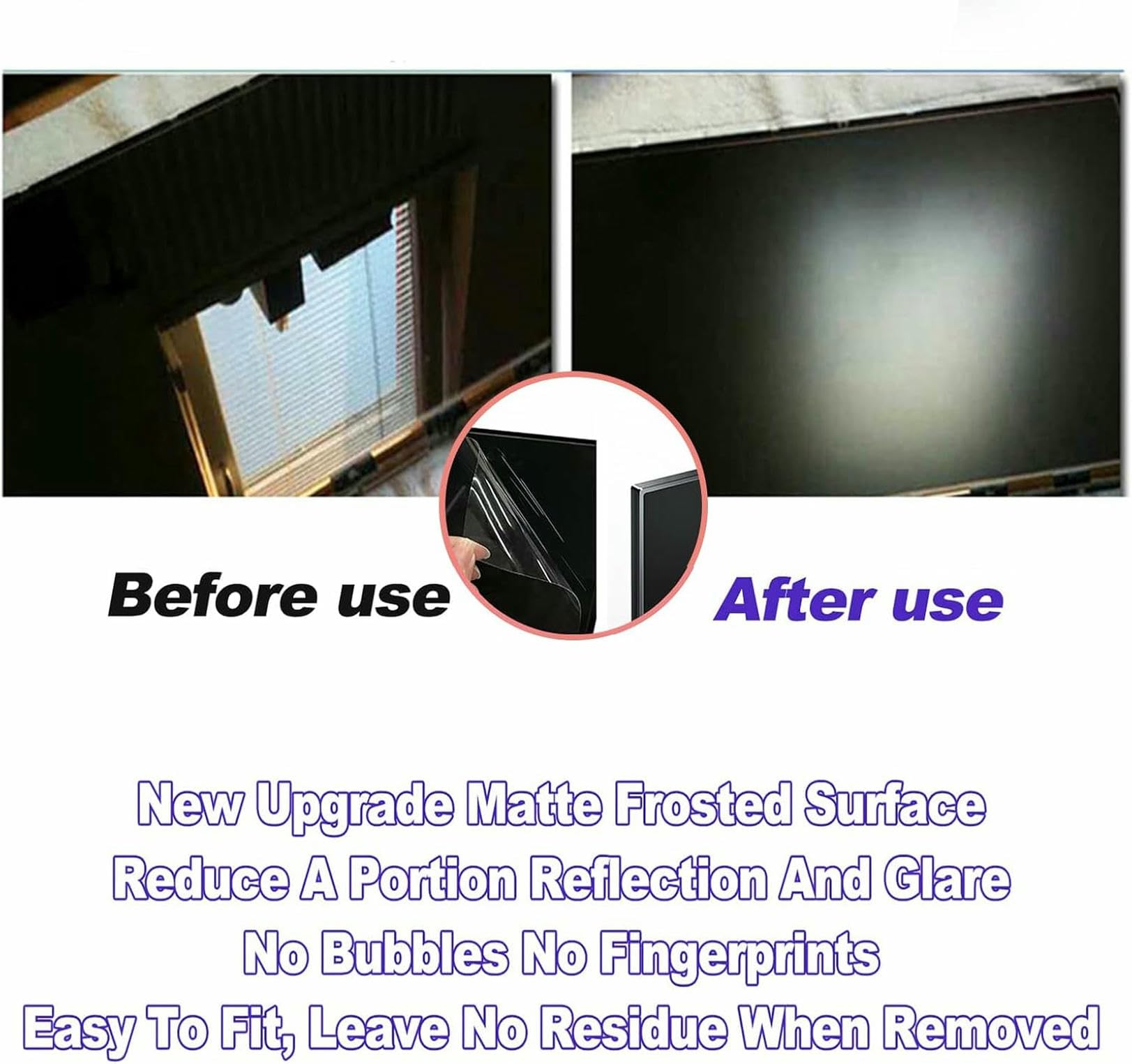 Protector de Pantalla para TV, Filtro Que bloquea la luz UV y Azul, película Mate antiarañazos y sin Burbujas, para 48-58 Pulgadas, 55 Pulgadas, 50 Pulgadas, 50，50in
