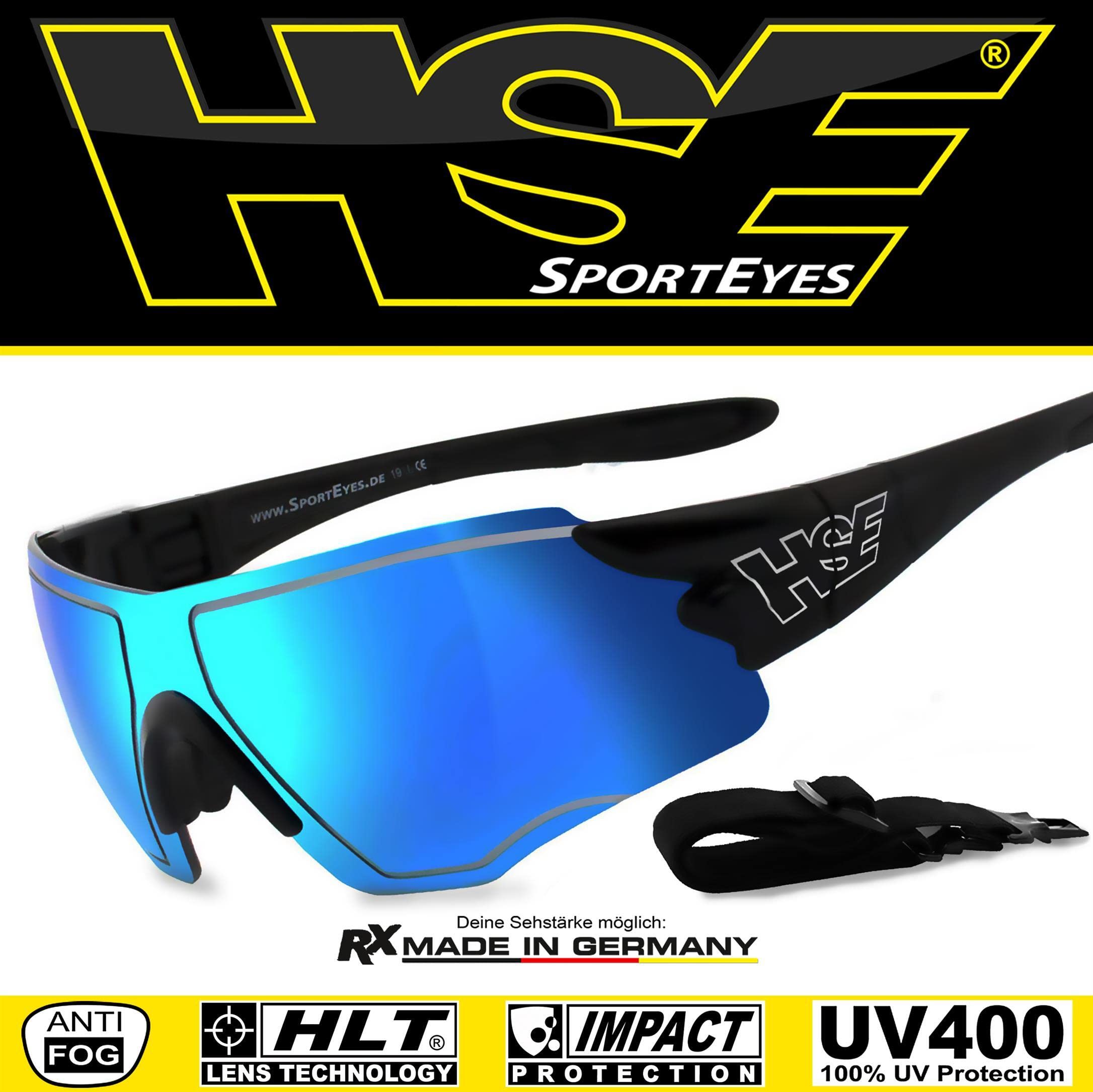 filtr ochronny UV400, HLT® szkło bezpieczne z tworzywa sztucznego zgodnie z normą DIN EN 166 | okulary sportowe, okulary rowerowe, okulary przeciwsłoneczne| oprawka okularów: czarne, okulary: SPEEDWULF