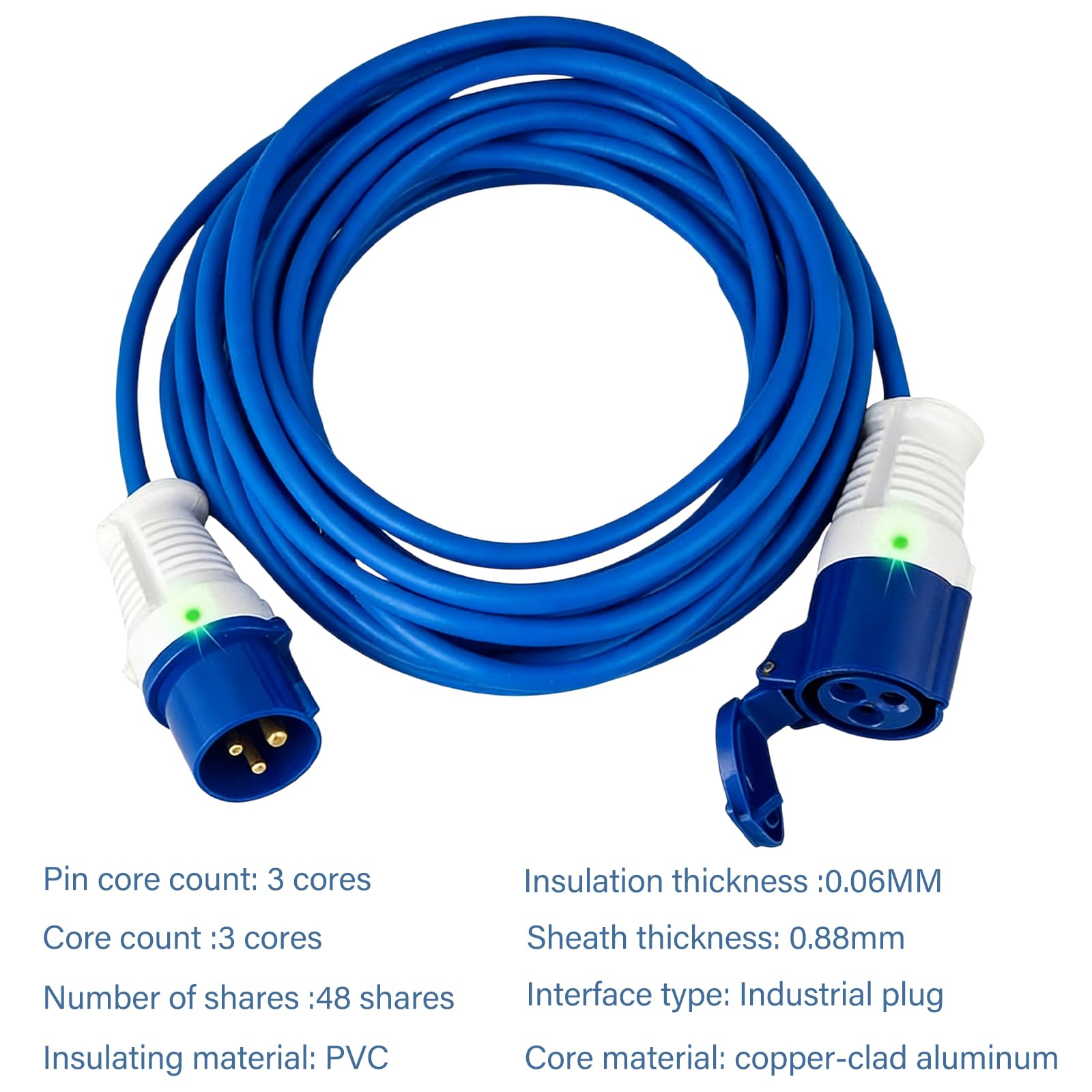 Rallonge CEE,10M 230V 16A CEE Rallonge Electrique,Rallonge Camping Car,Câble Rallonge Caravane CEE pour Camping Et Activités De Plein Air,IP44,Chantiers,Industrie, Espaces xEtérieurs,Bleu
