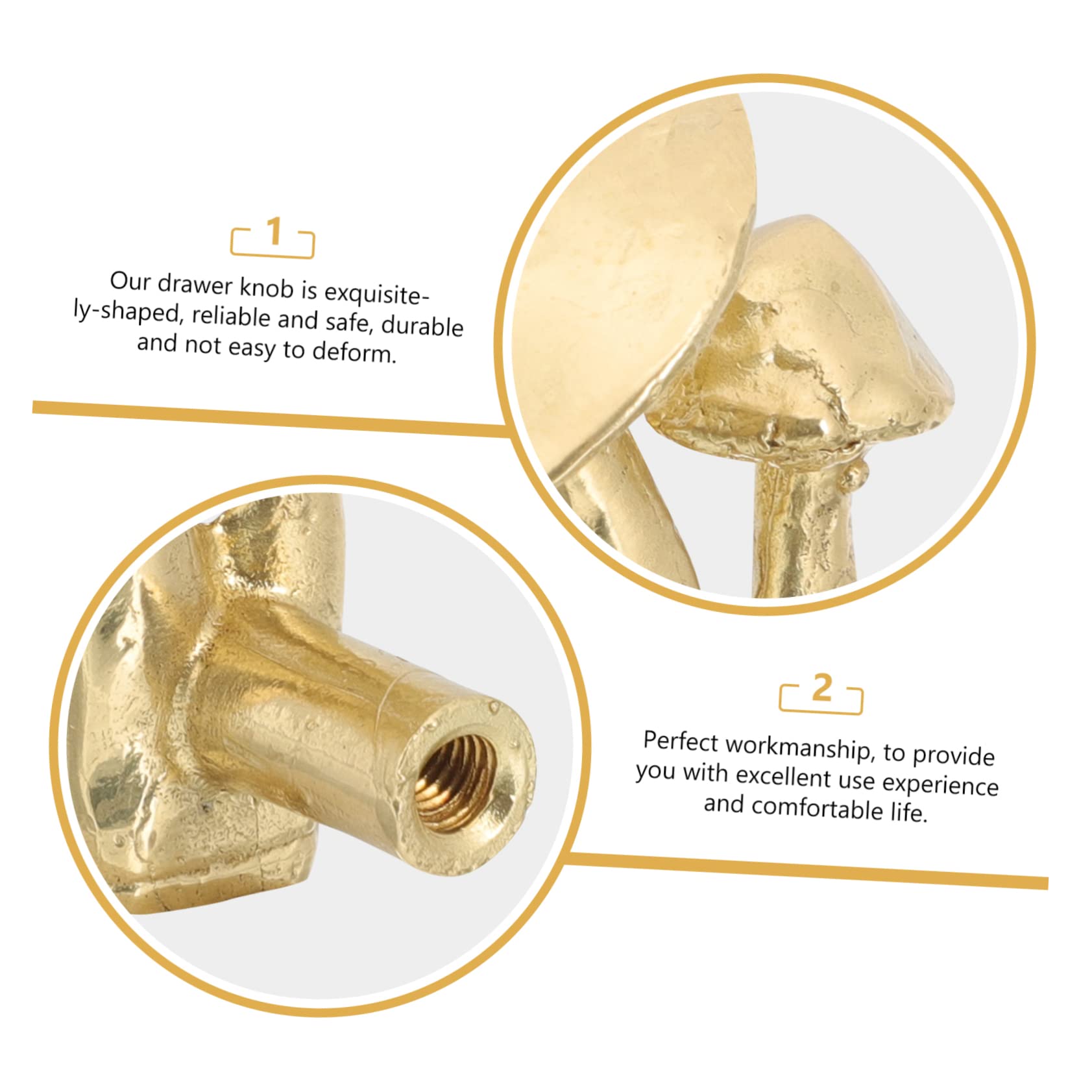 ORFOFE 3 Pomelli in Ottone Per Mobili Per La Sostituzione Della Maniglia Della Porta Dellarmadio Decorativi in Stile Fungo