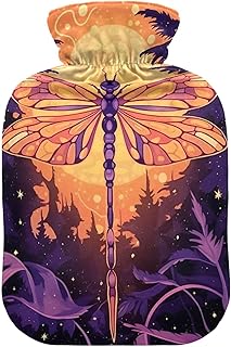 Wajiw Hot Water Bottle with Cover 1L Warm Water Bottle for Hot and Cold Compress Hot and Cold Therapies,Hand Feet Warmer,Dragonfly