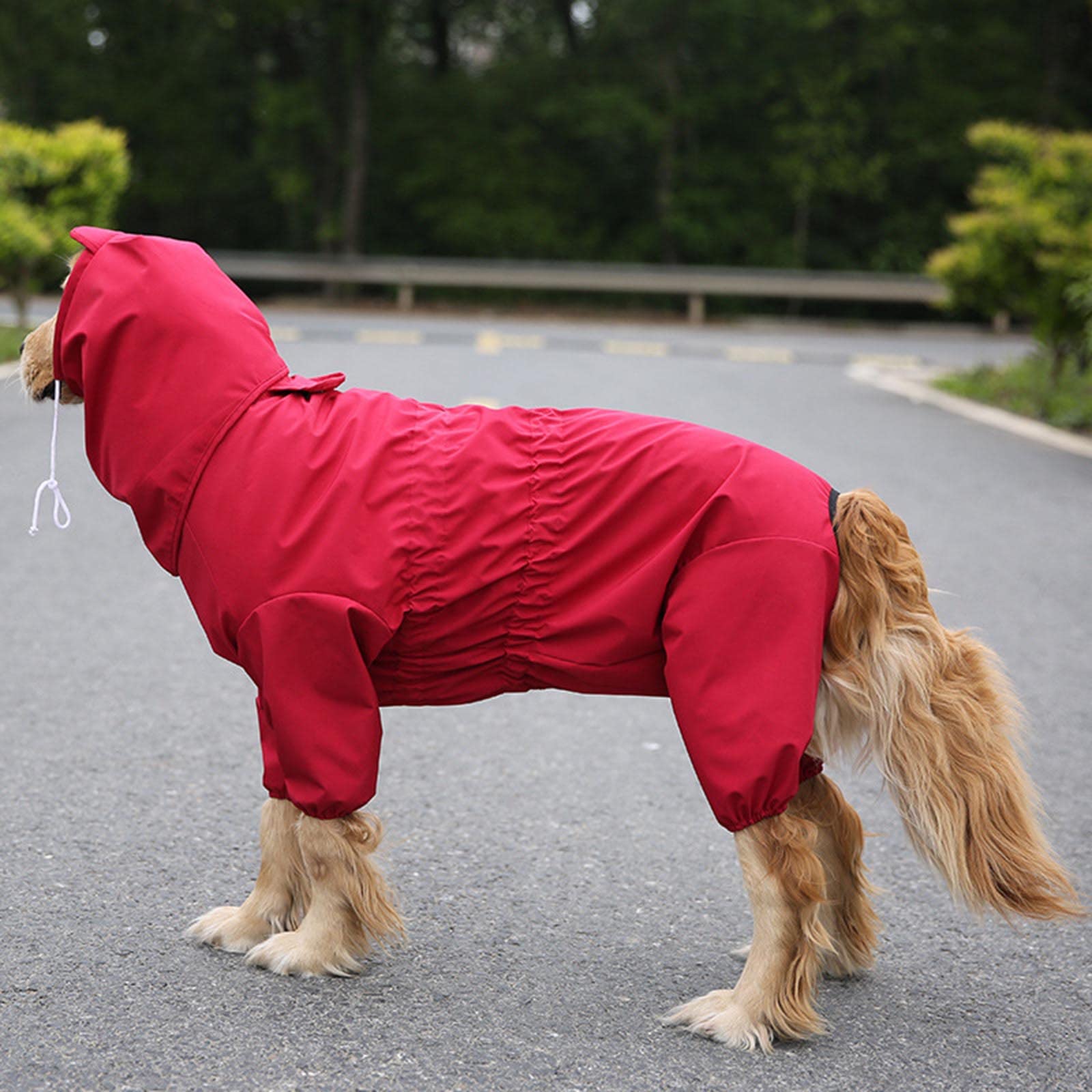 Manteau de pluie imperméable pour chien avec harnais intégré, taille réglable, design à 4 pattes, convient aux grandes races, style poncho avec capuche