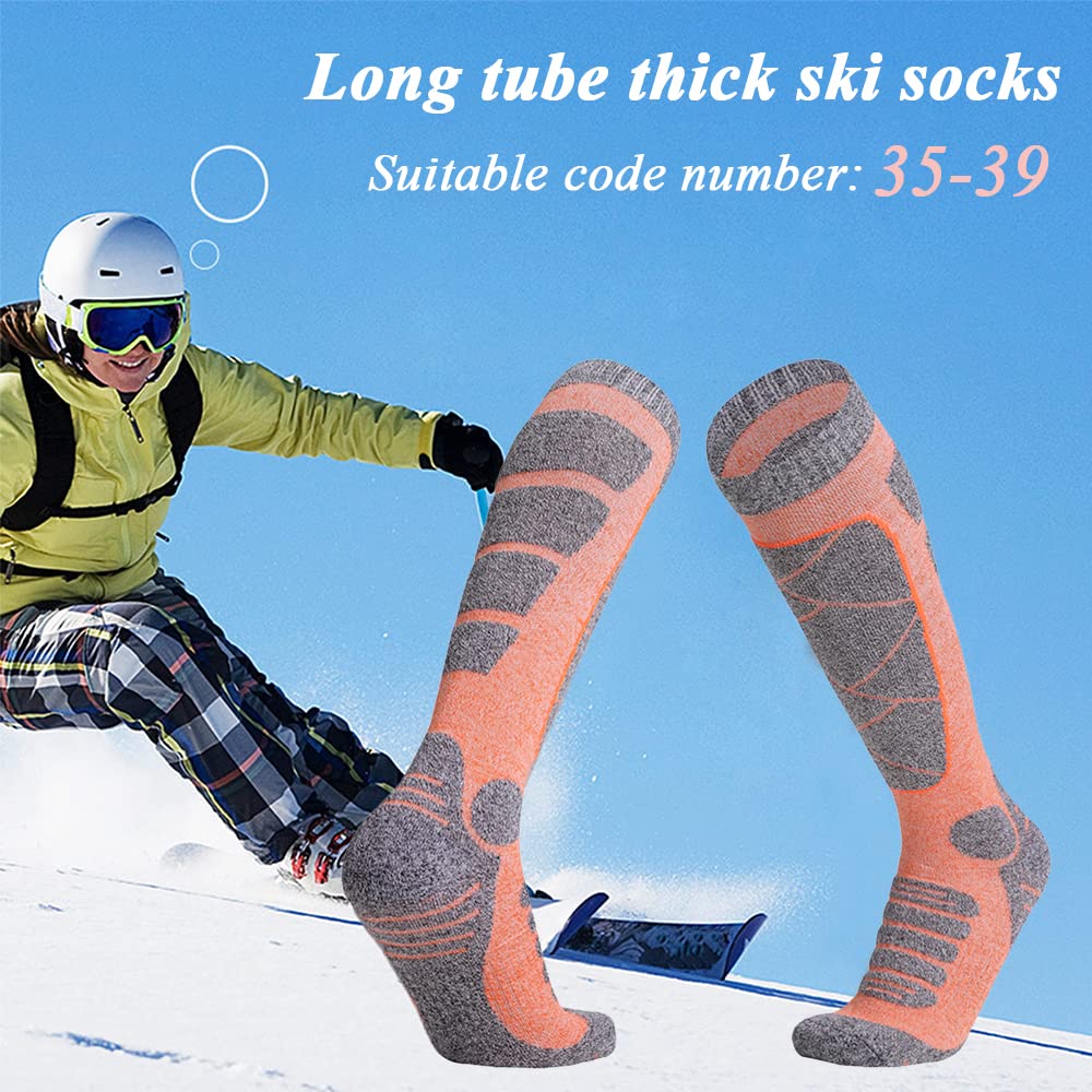 Bseical Lot De 2 Chaussettes De Ski Haute Performance Pour Femme Et Enfant 35-39, Pour Sports D'Hiver, Snowboard, Alpinisme, Randonnée