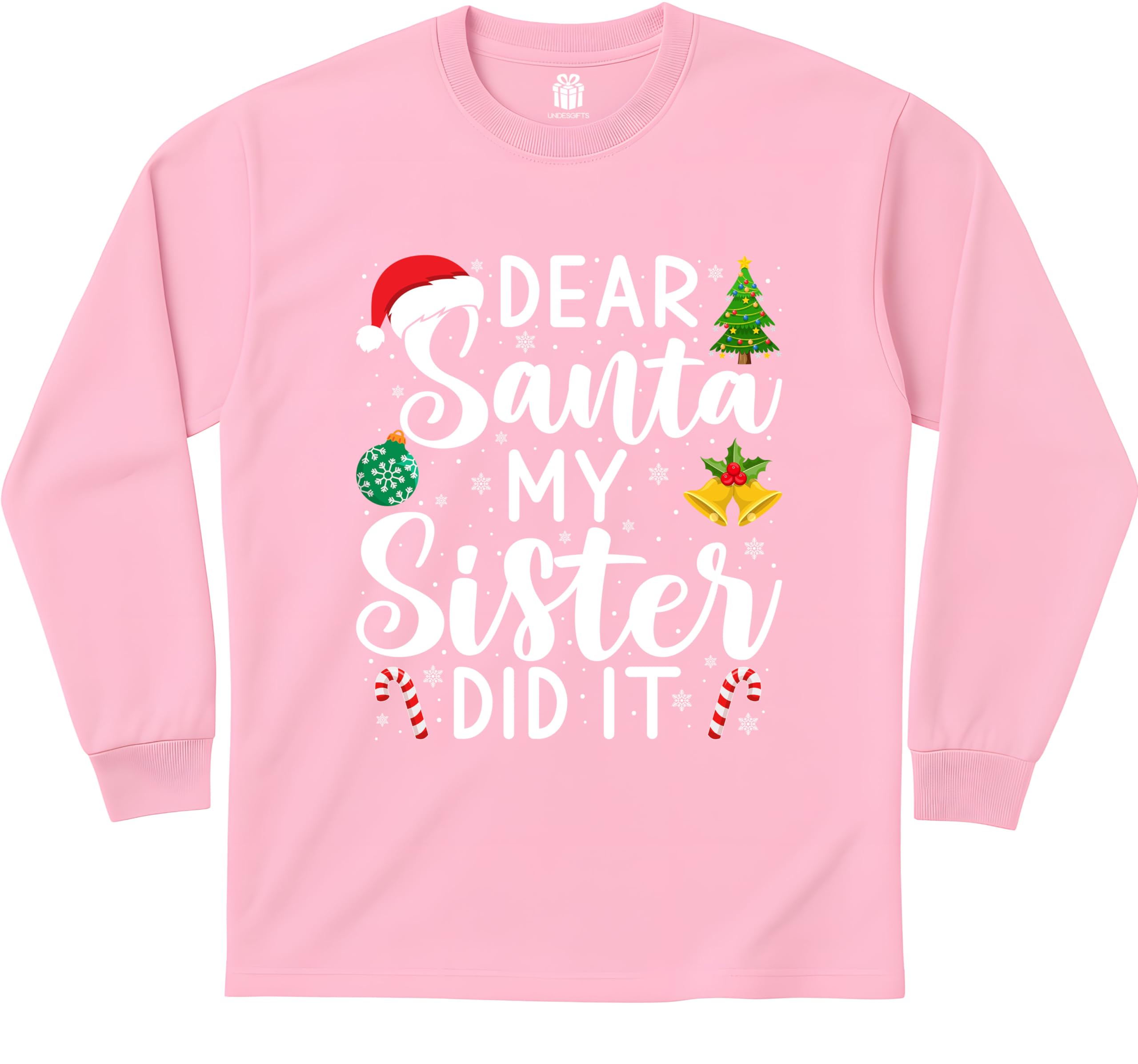 Dear Santa My Sister Did It Funny Christmas Matching Xmas Shirt for Youth Boys Girls Kids Toddler Son Daughter