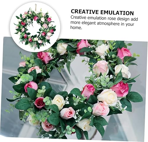 Miniatura 6 de 1 guirnalda artificial floral para boda, vid de rosa falsa, corona para el hogar, corona floral de rosas, adornos de puerta de Navidad, guirnalda de