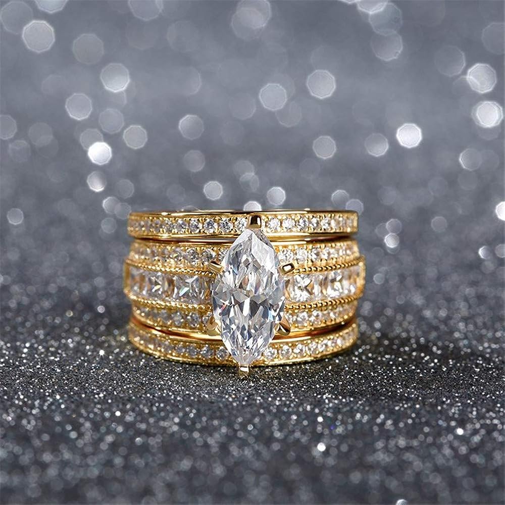 Amazon.com: Jeulia 2 Carat 3 PC Wedding Ring Set Women 14K