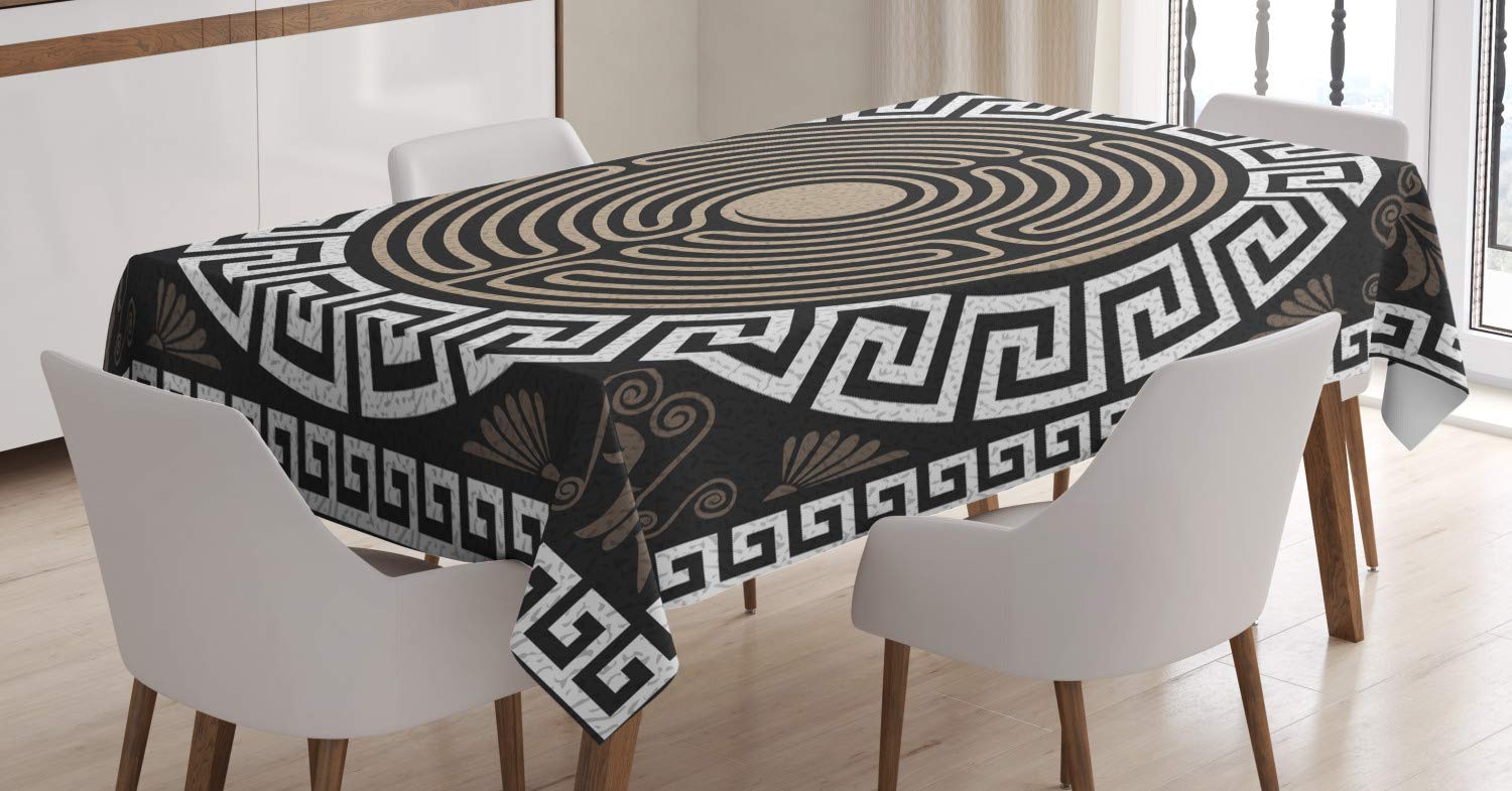 ABAKUHAUS chiave greca Set Copriletto Trapuntato, Grecian Fret e Wave, Decorativo, 3 Pezzi con 2 Federe Cuscini, 220 x 220 cm, Noce Di Cocco Marrone Scuro