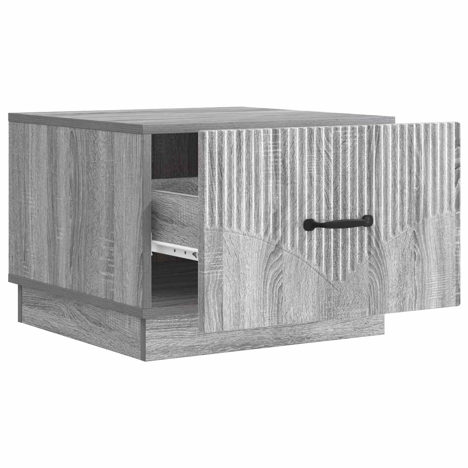 Stolik kawowy Sonoma szary materiał drewnopochodny, 49 x 50 x 37 cm, z szufladą, miejsce do przechowywania, stolik do salonu, stolik pomocniczy w stylu vintage, na sofę, lounge, do biura