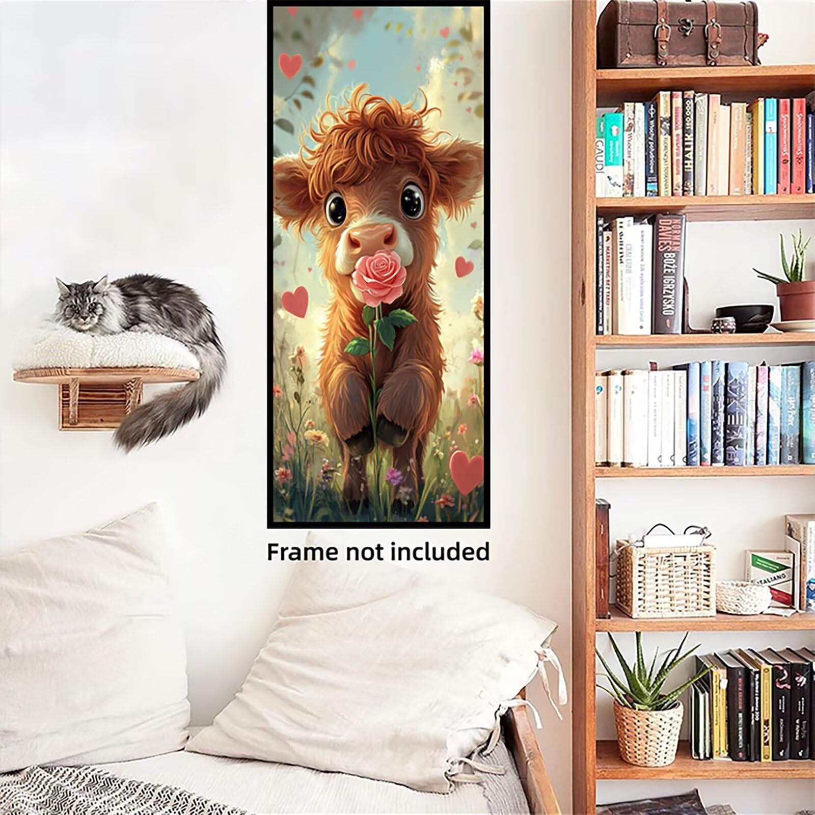 Malen Nach Zahlen 50x150cm Leinwand Hochlandskühe Malen Nach Zahlen Erwachsene mit Ohne Rahmen, DIY Kreativ Set für Erwachsene mit Pinseln und Acrylfarbe, Deko Rosen 1 Landschaft Geschenk, P0M-854