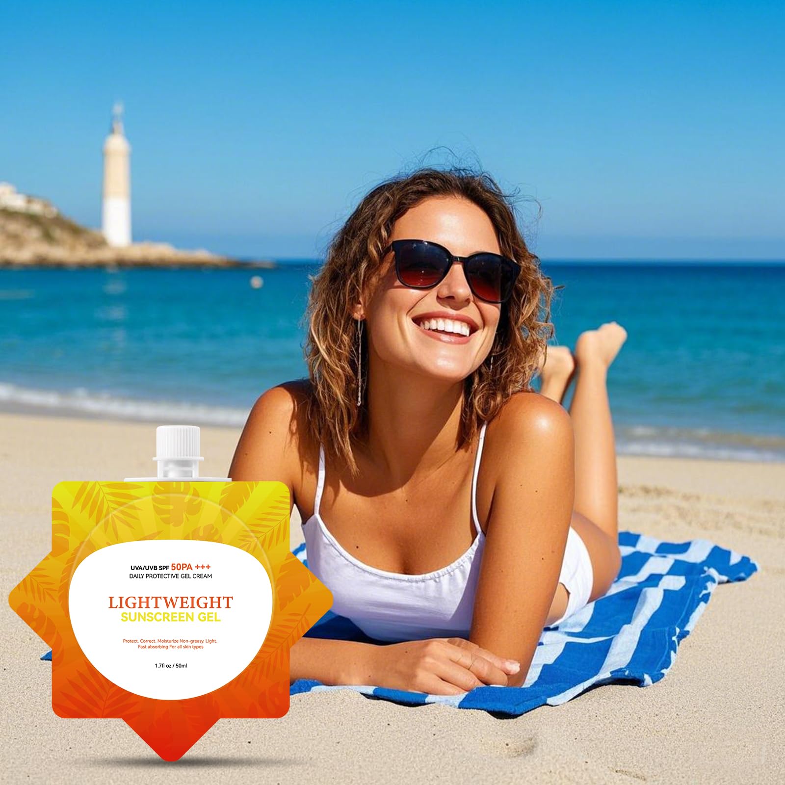 Ultra-Lightweight Dry-Touch Water-Resistant Sunscreen SPF50 PA Broad Spectrum UVA UVB Protection Airy-Fit Sunscreen Gel Oil-Free Non-Greasy Formula No