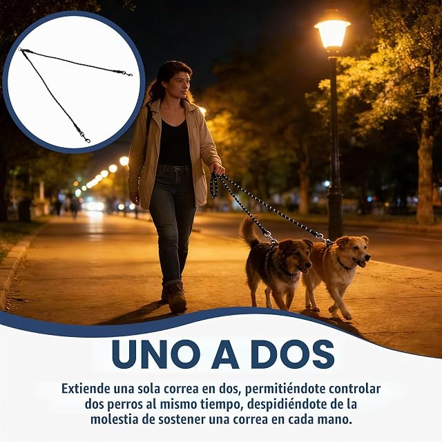 Foto 4 de 8 de 1pcs Correas Dobles,Correa de Perro para Dos Perros,Giratorio 360° Sin Enredos 60